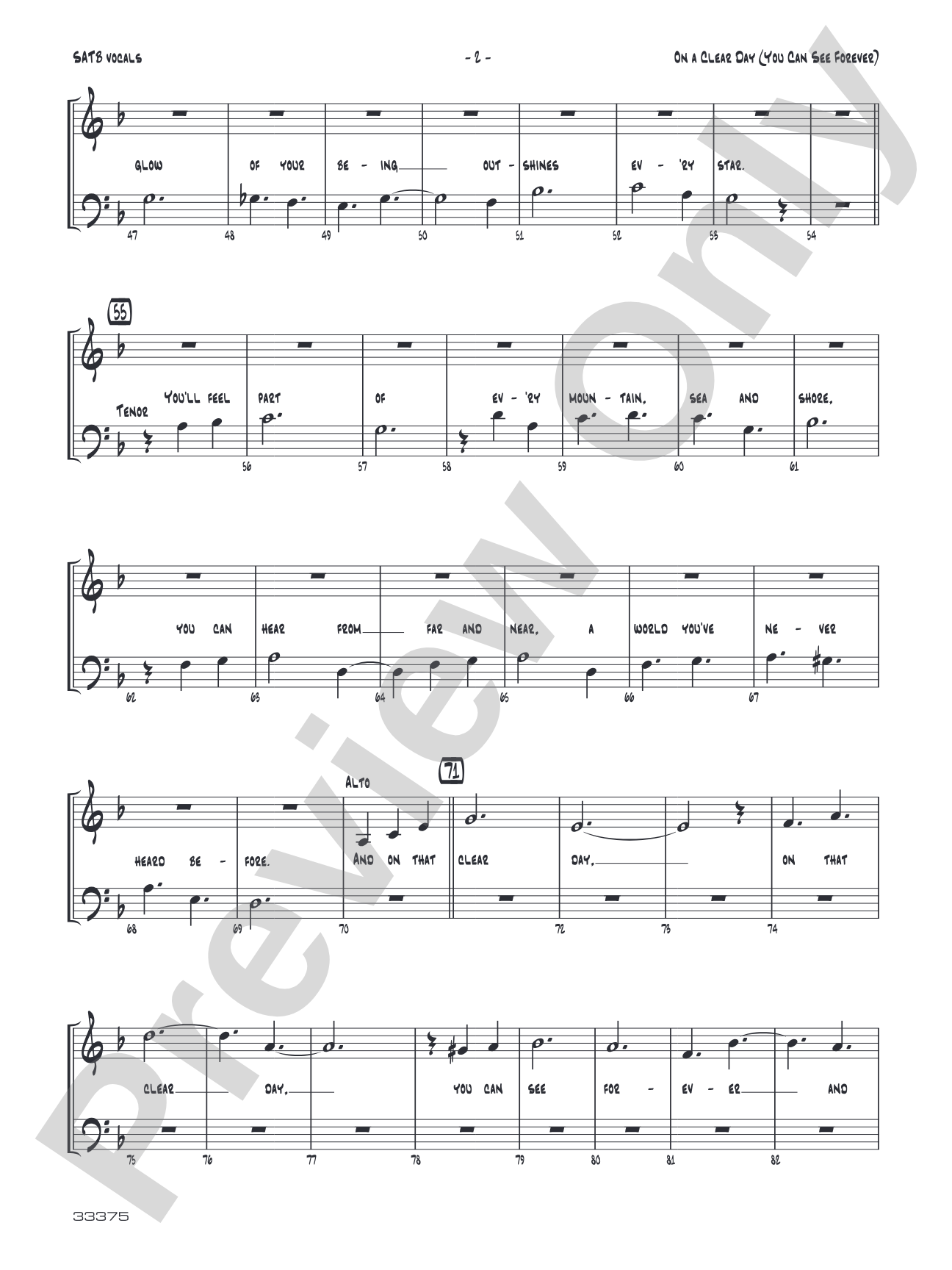 On a Clear Day (You Can See Forever): SATB Vocals