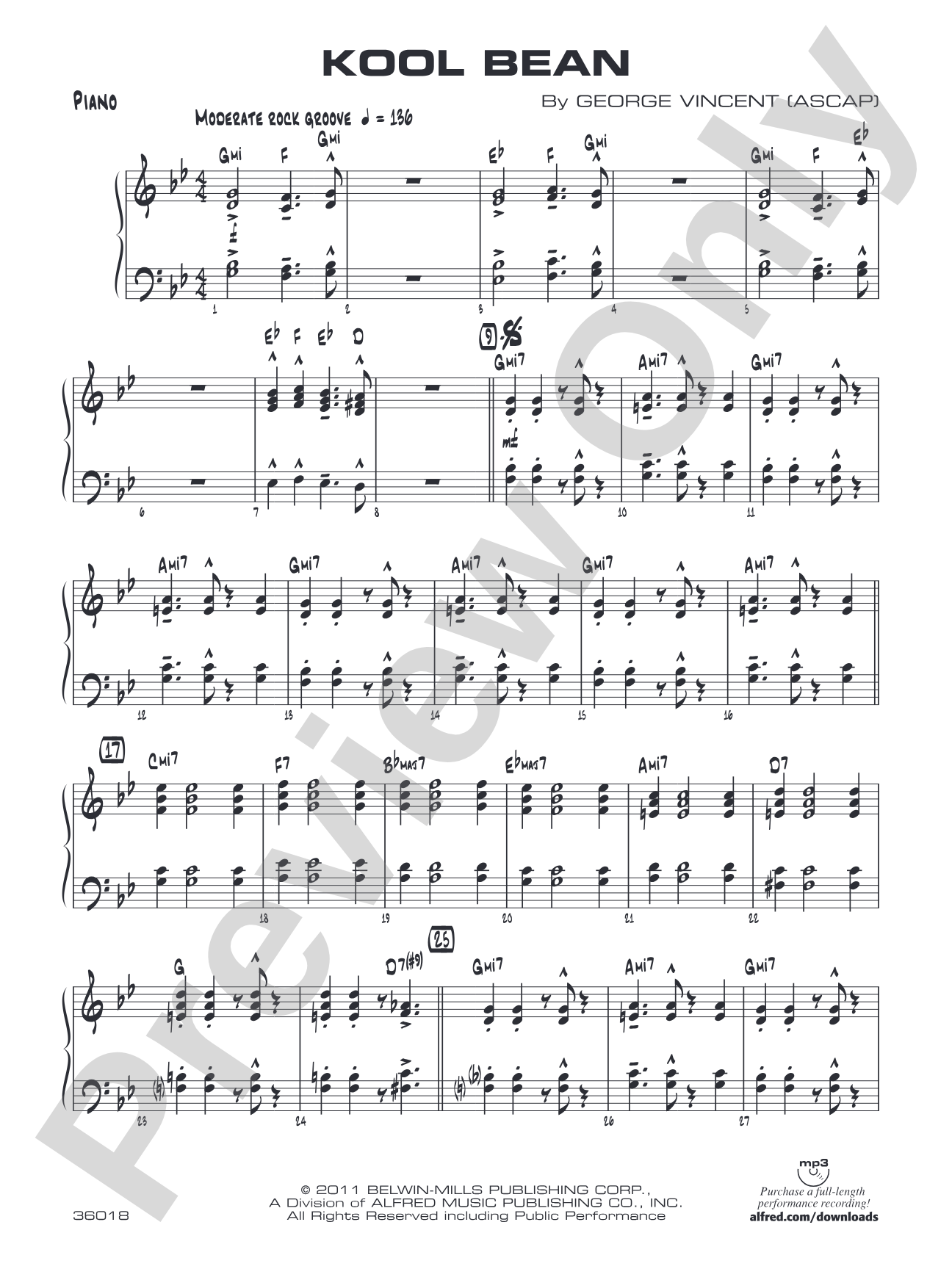 Kool Bean: Piano Accompaniment