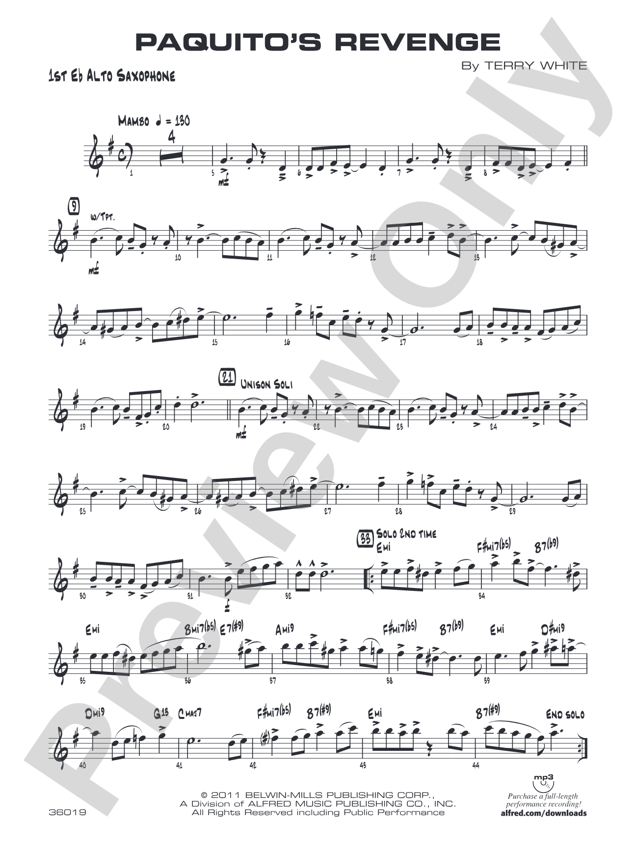 Paquito's Revenge: E-flat Alto Saxophone