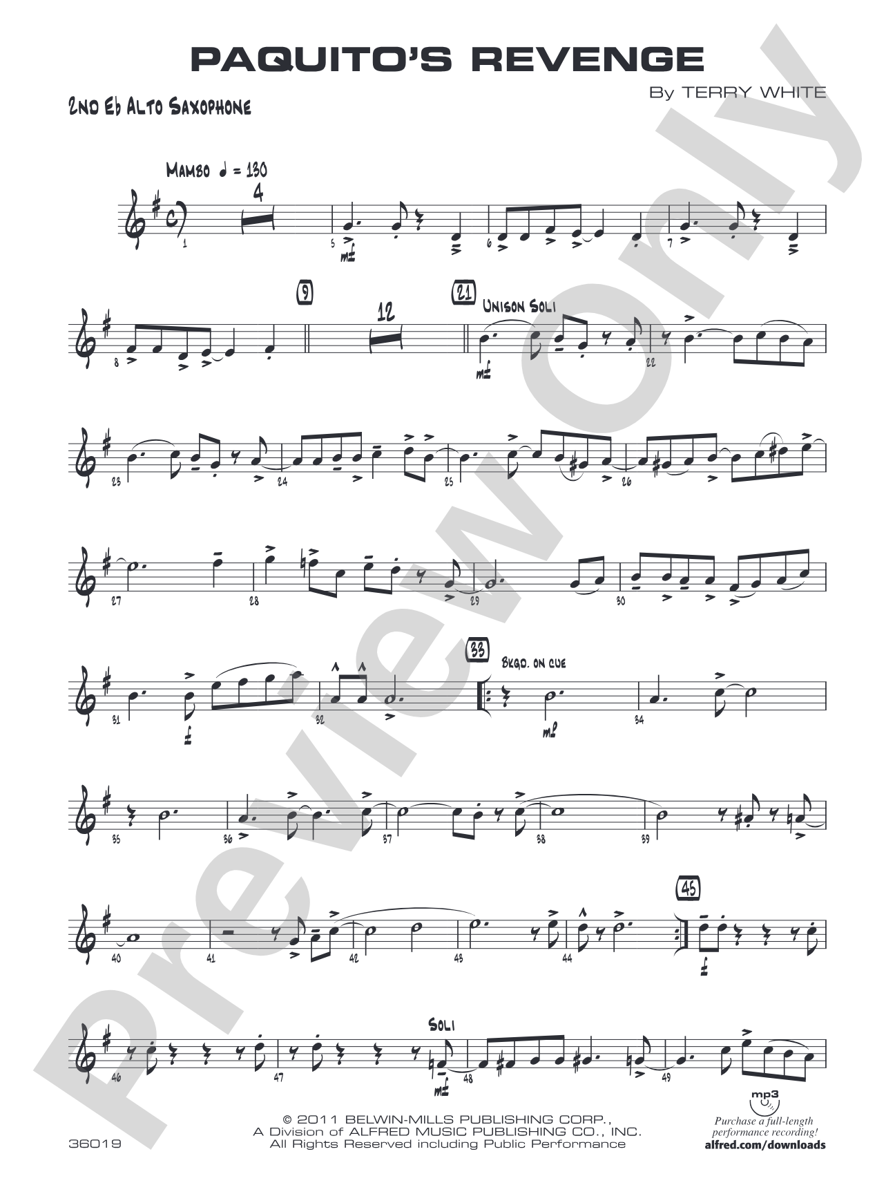Paquito's Revenge: 2nd E-flat Alto Saxophone