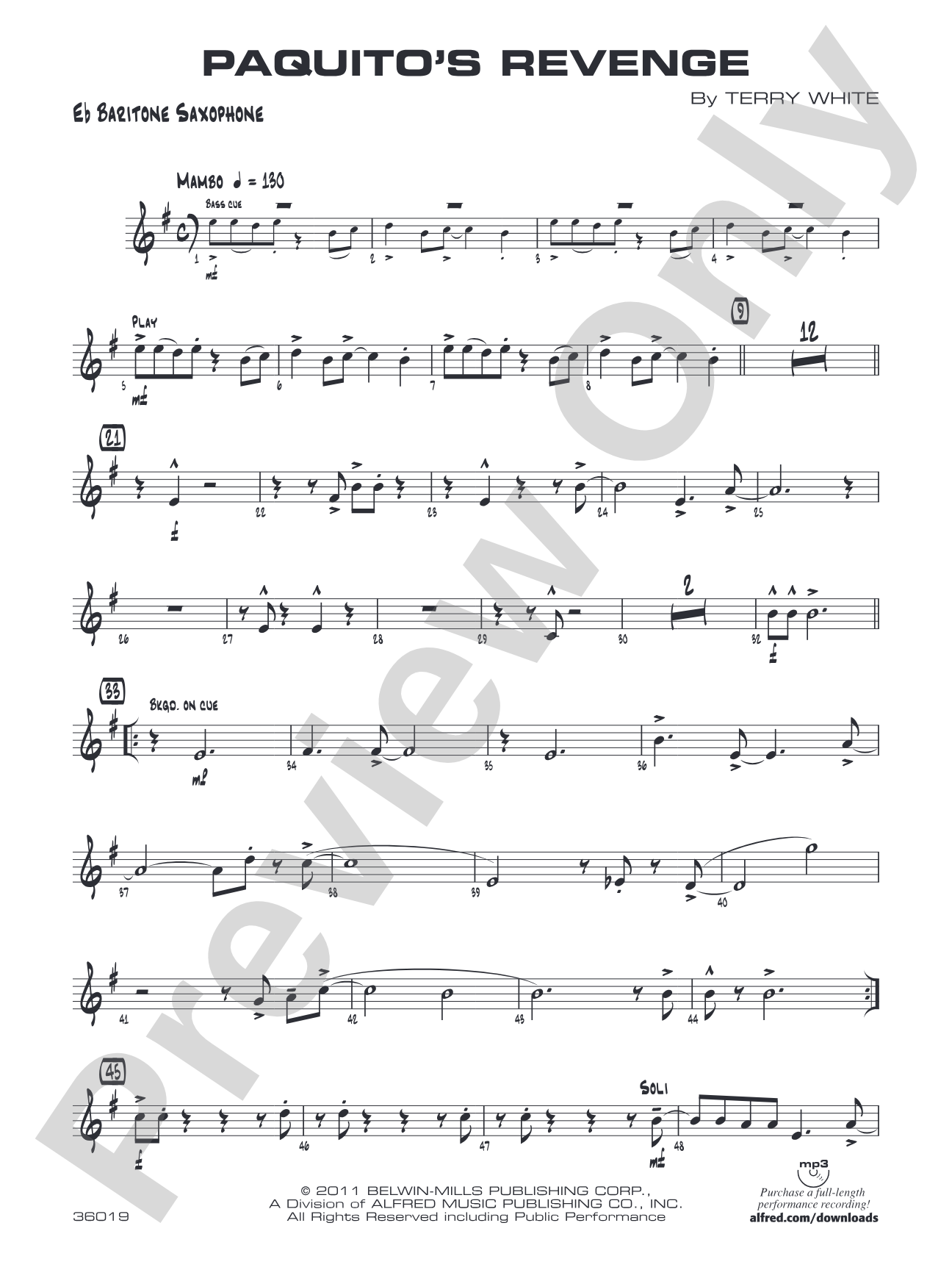 Paquito's Revenge: E-flat Baritone Saxophone