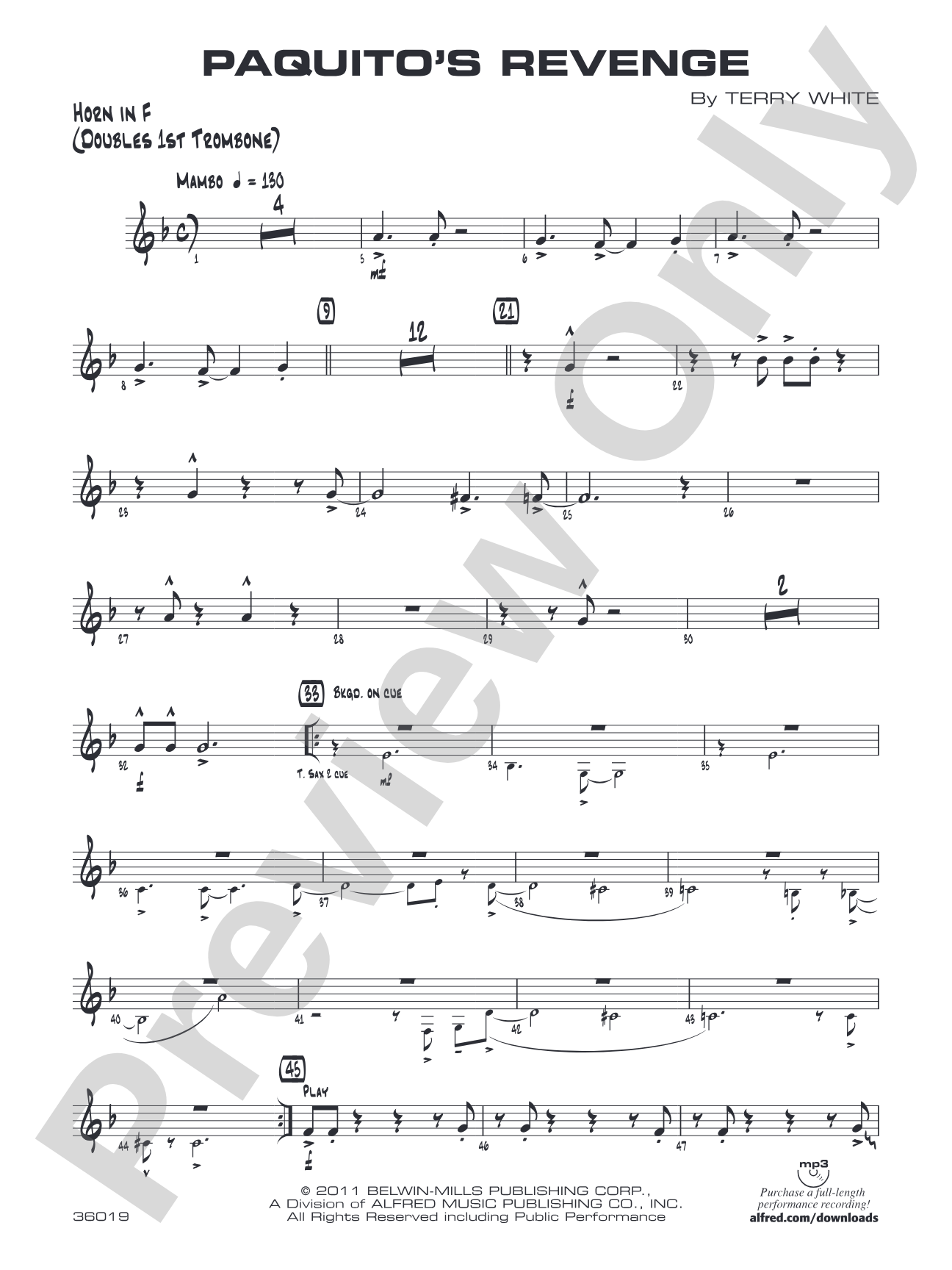 Paquito's Revenge: 1st F Horn