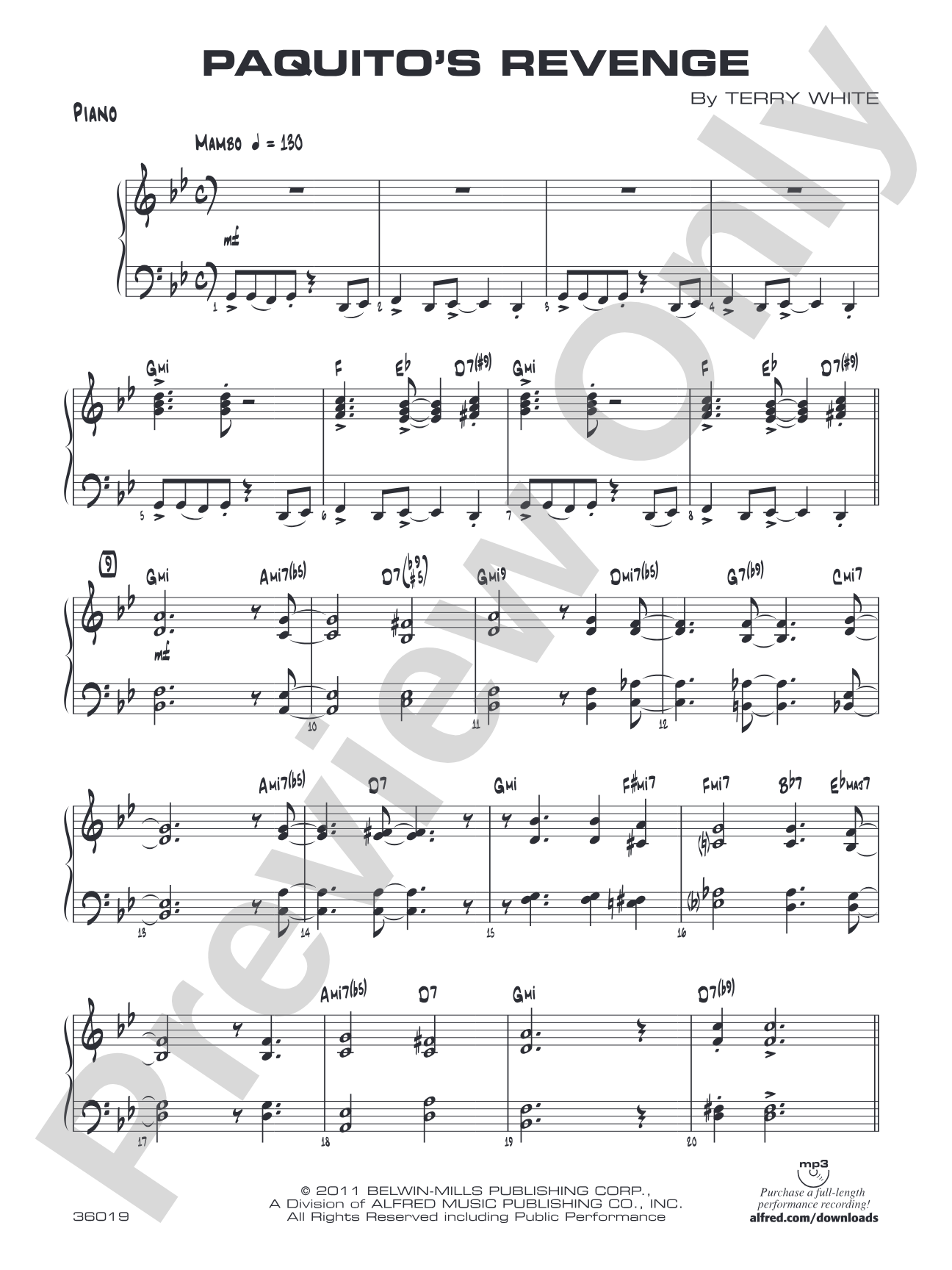 Paquito's Revenge: Piano Accompaniment