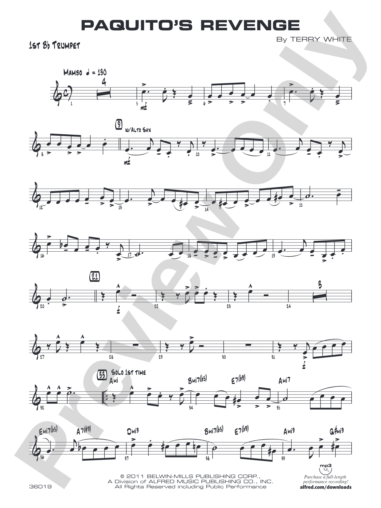 Paquito's Revenge: 1st B-flat Trumpet