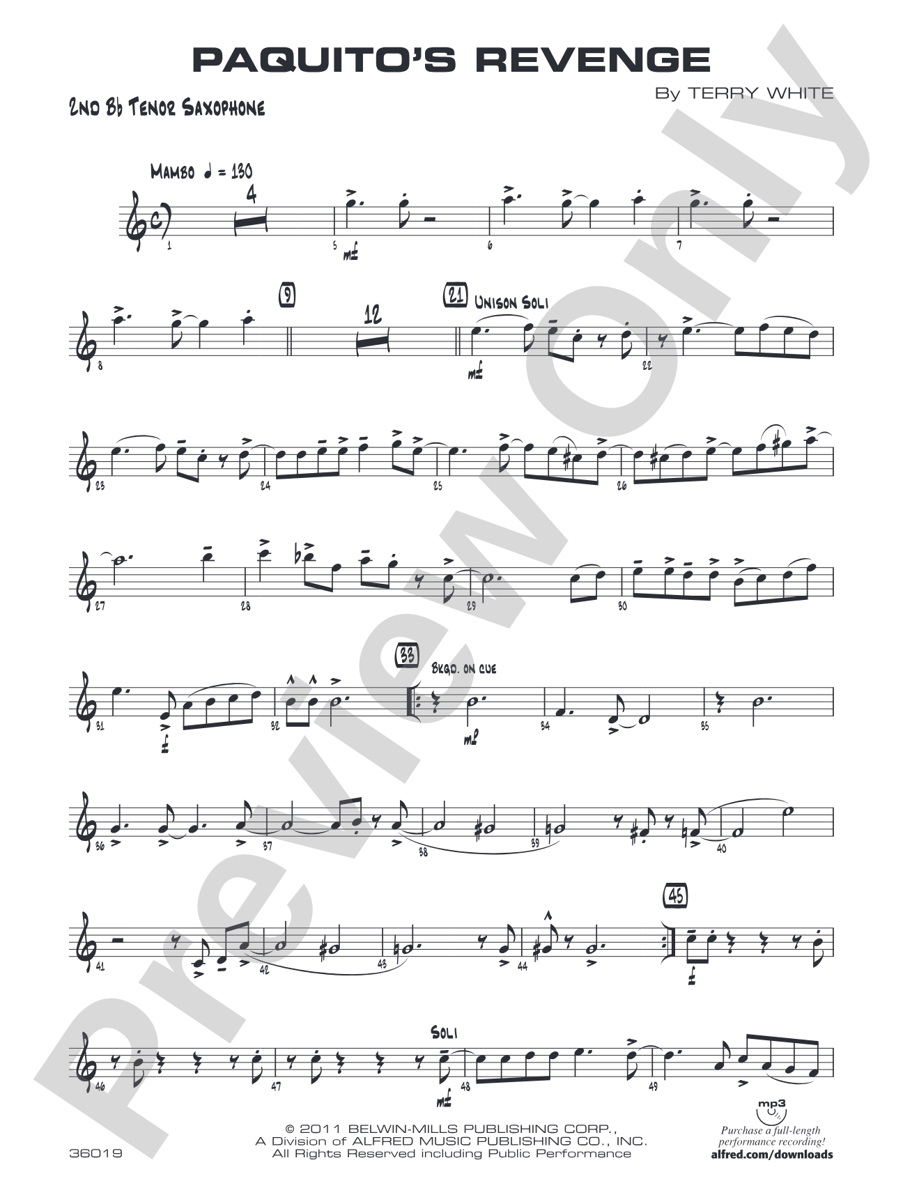 Paquito's Revenge: 2nd B-flat Tenor Saxophone