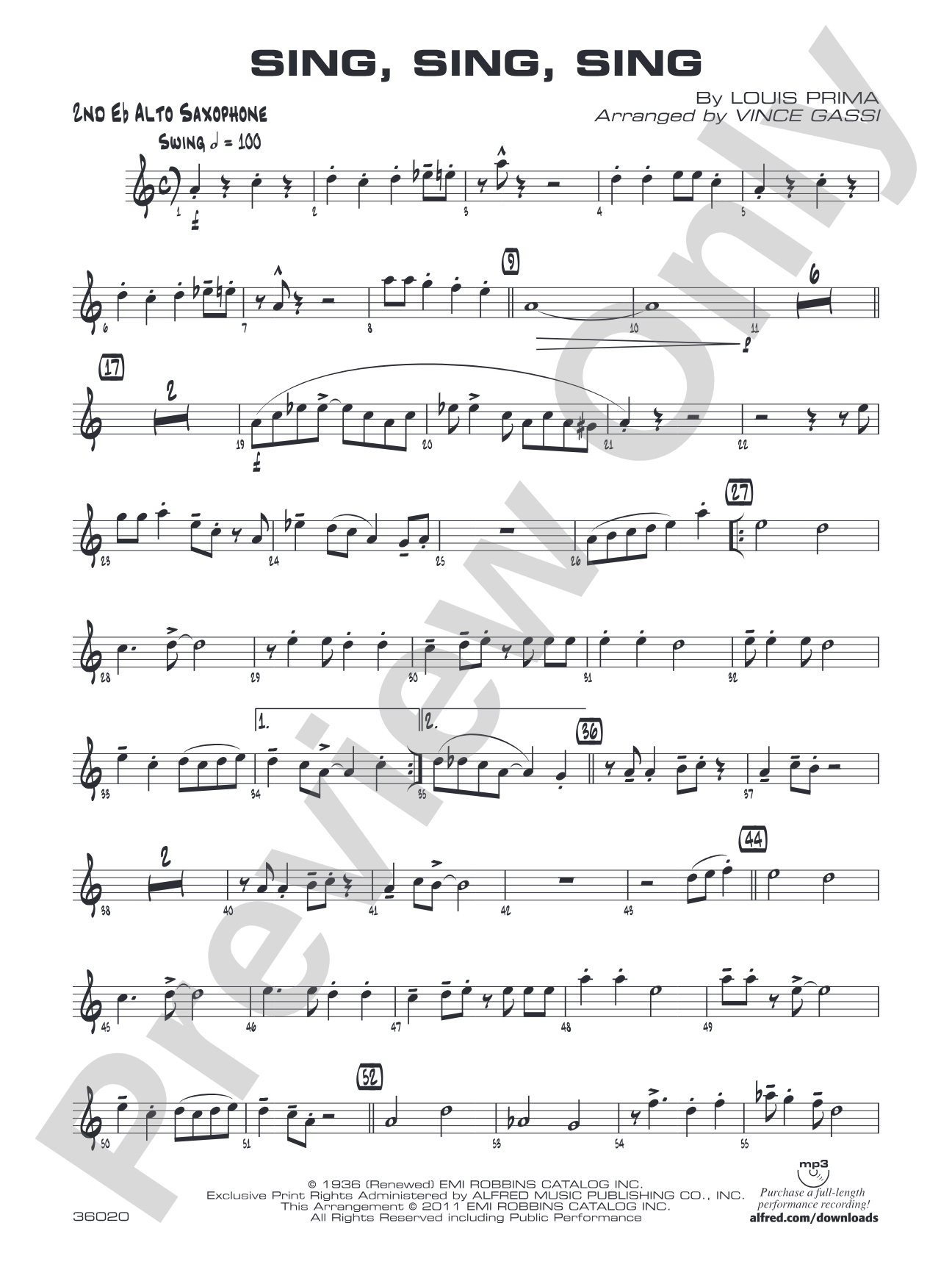 Sing, Sing, Sing: 2nd E-flat Alto Saxophone