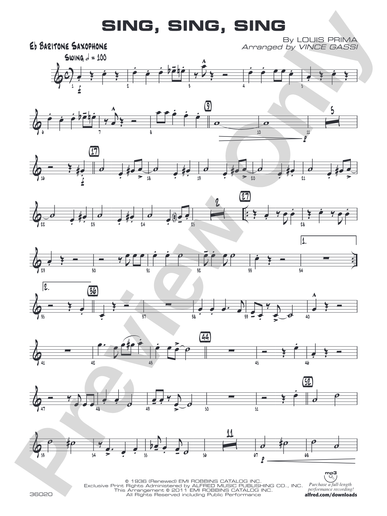 Sing, Sing, Sing: E-flat Baritone Saxophone