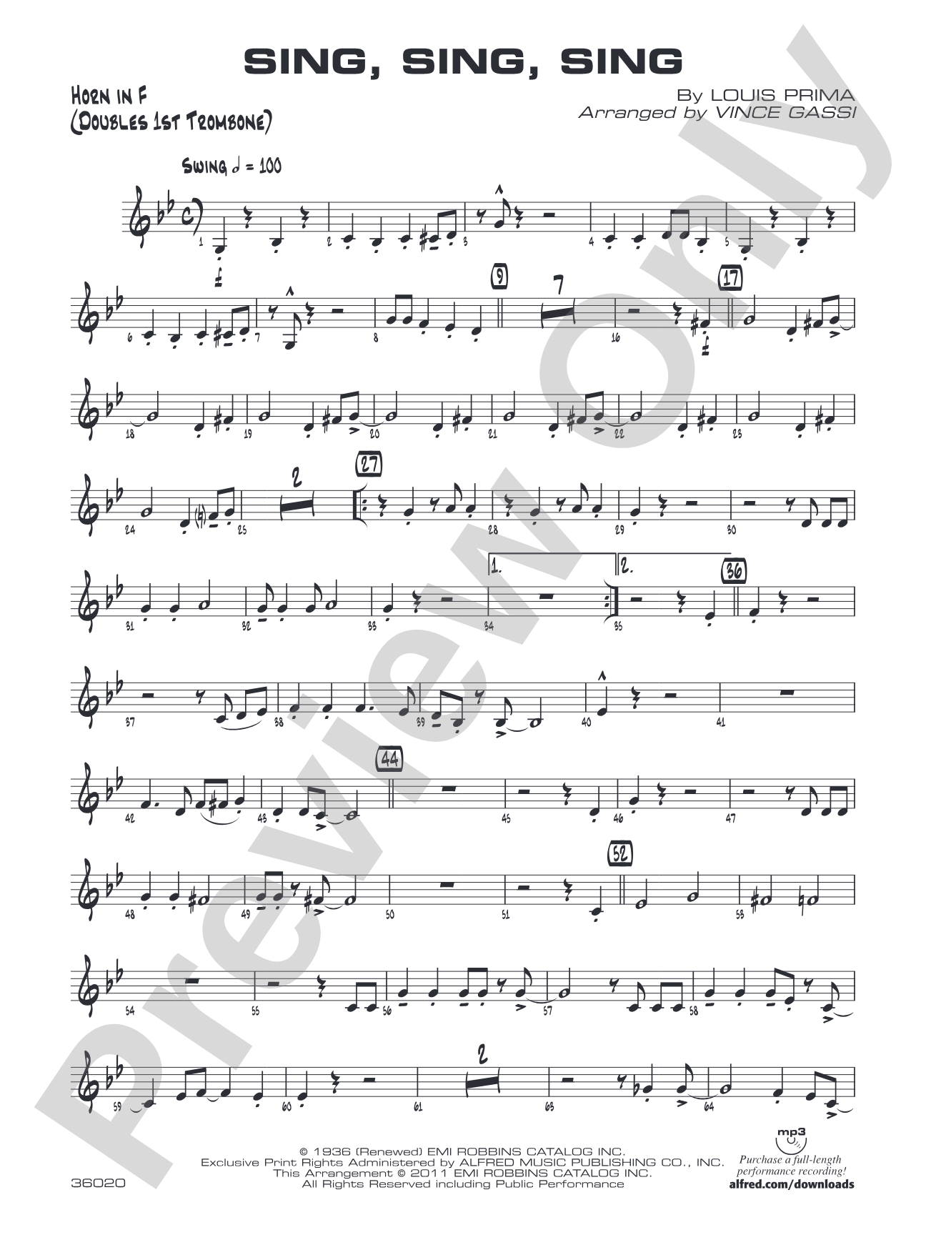 Sing, Sing, Sing: 1st F Horn
