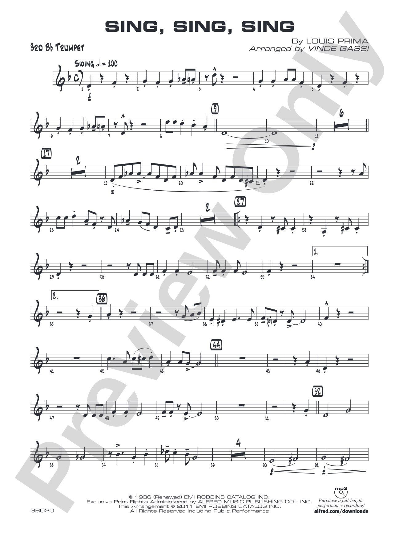 Sing, Sing, Sing: 3rd B-flat Trumpet