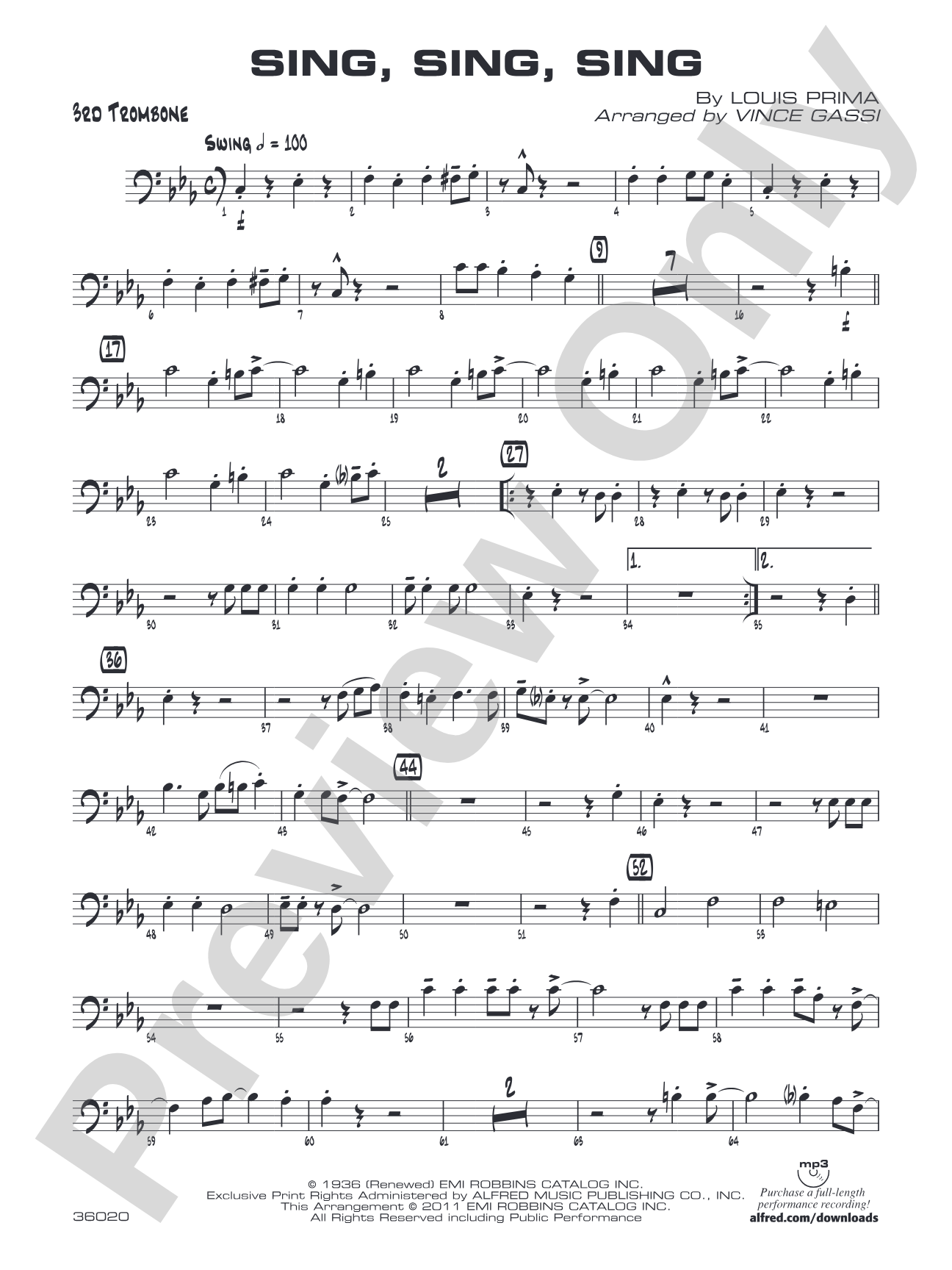 Sing, Sing, Sing: 3rd Trombone