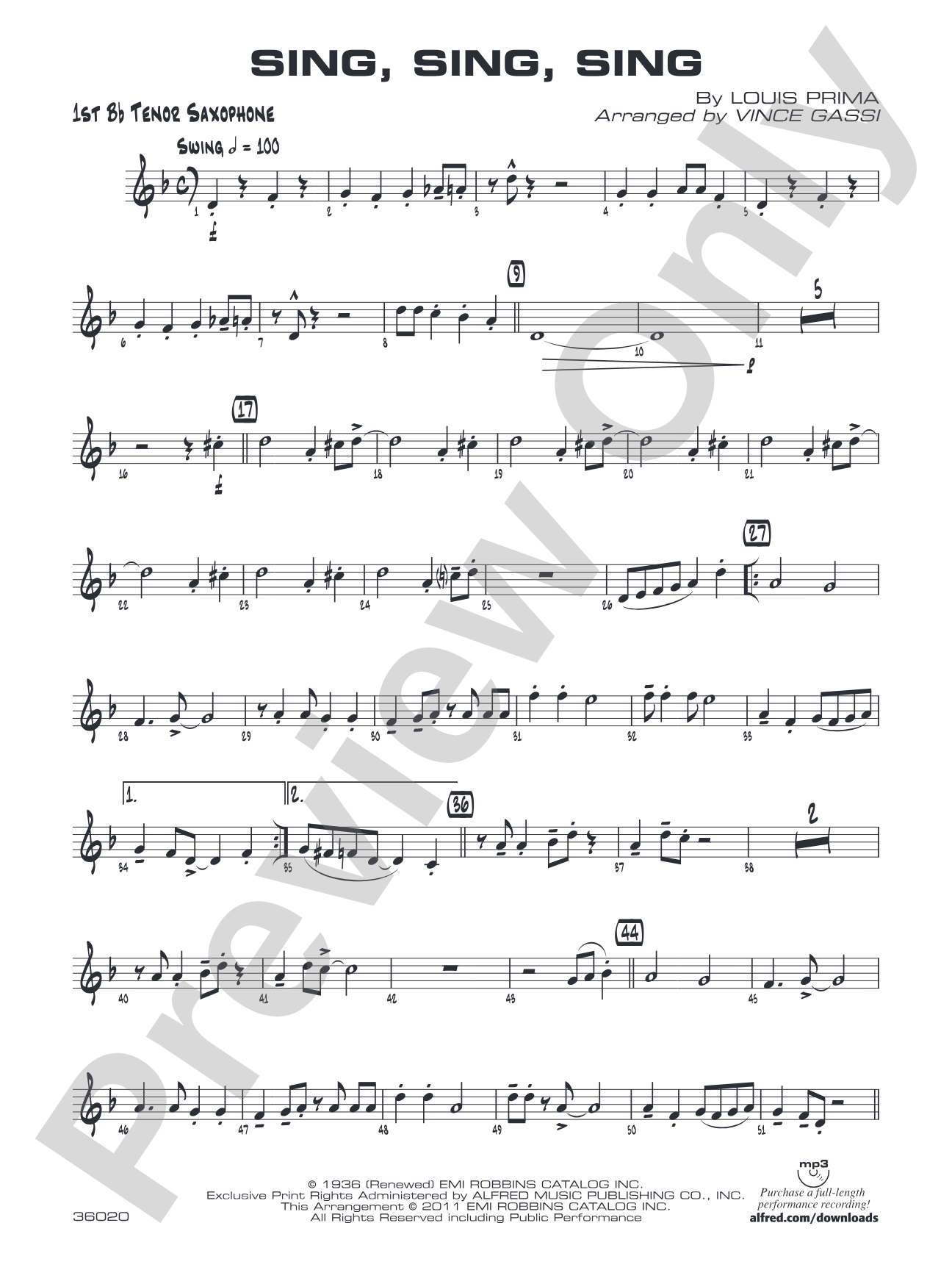Sing, Sing, Sing: B-flat Tenor Saxophone