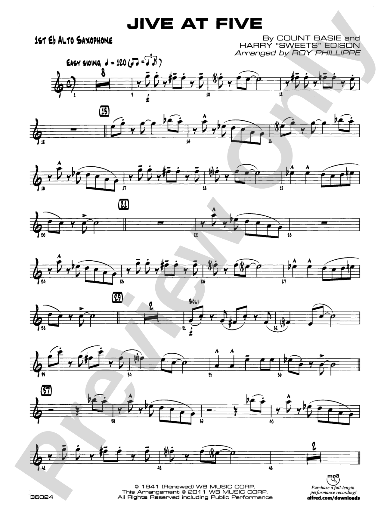 Jive at Five: E-flat Alto Saxophone
