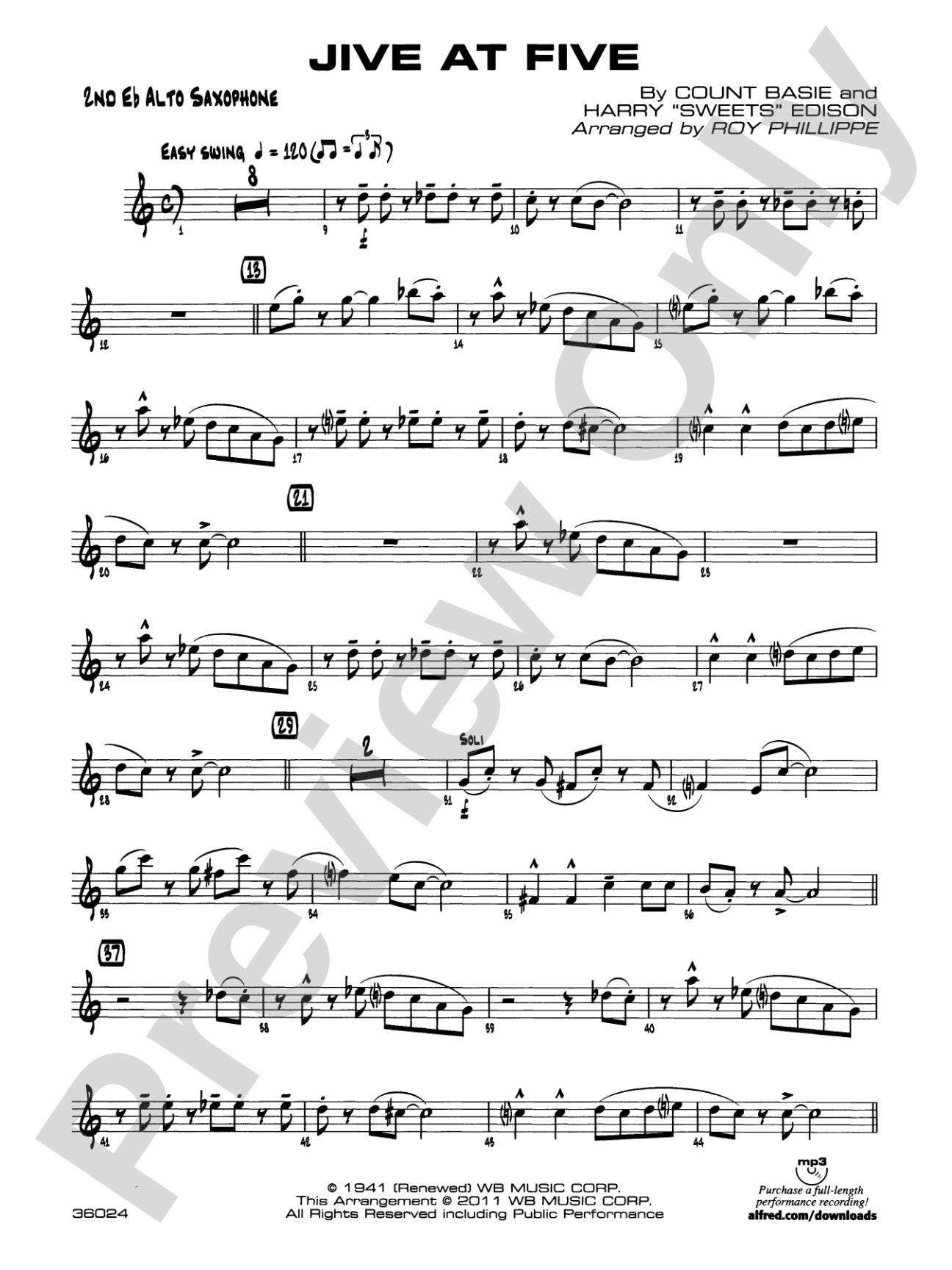 Jive at Five: 2nd E-flat Alto Saxophone