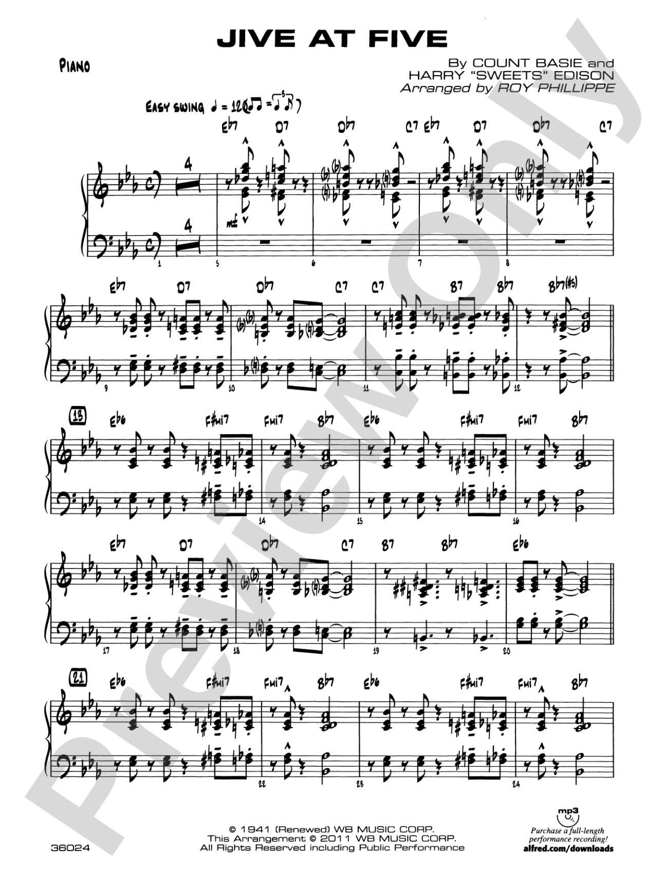 Jive at Five: Piano Accompaniment