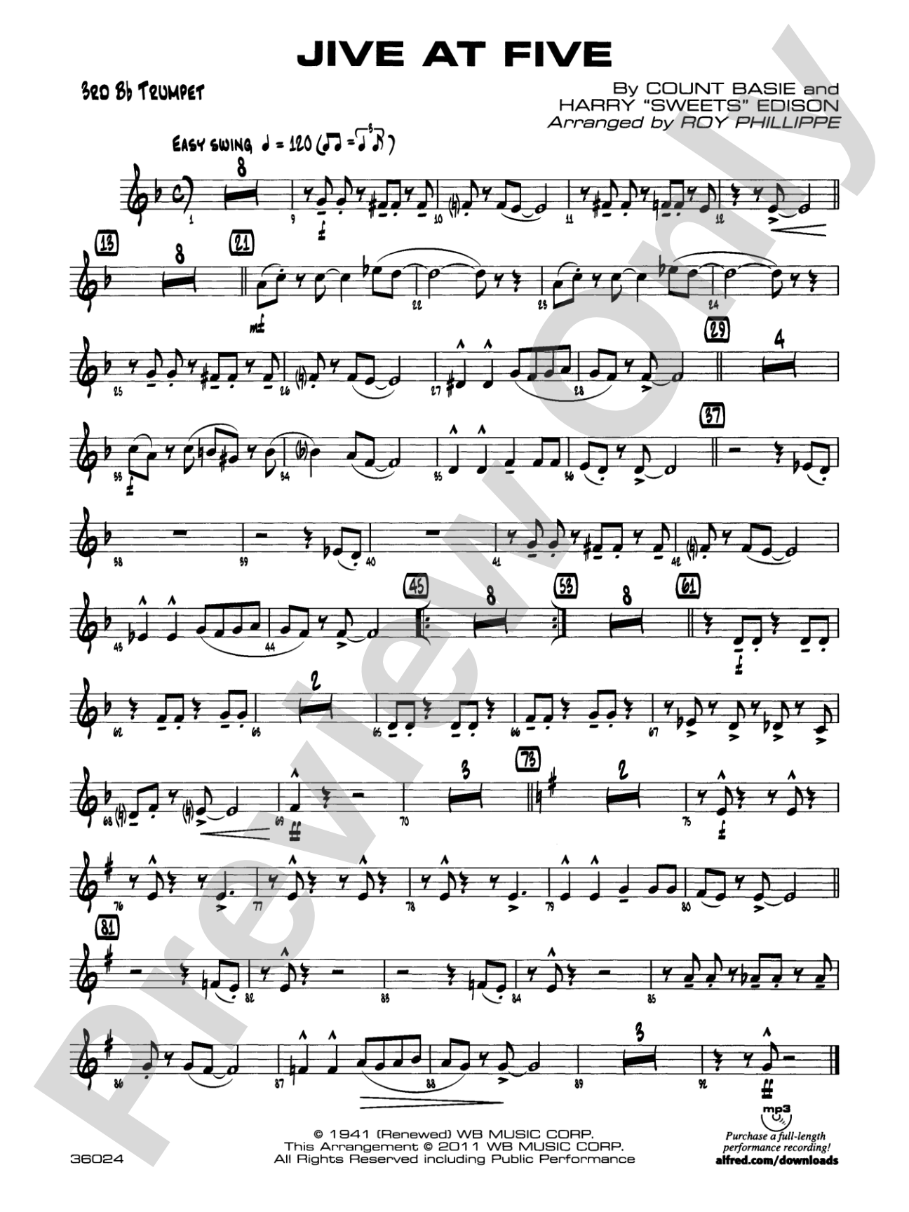 Jive at Five: 3rd B-flat Trumpet