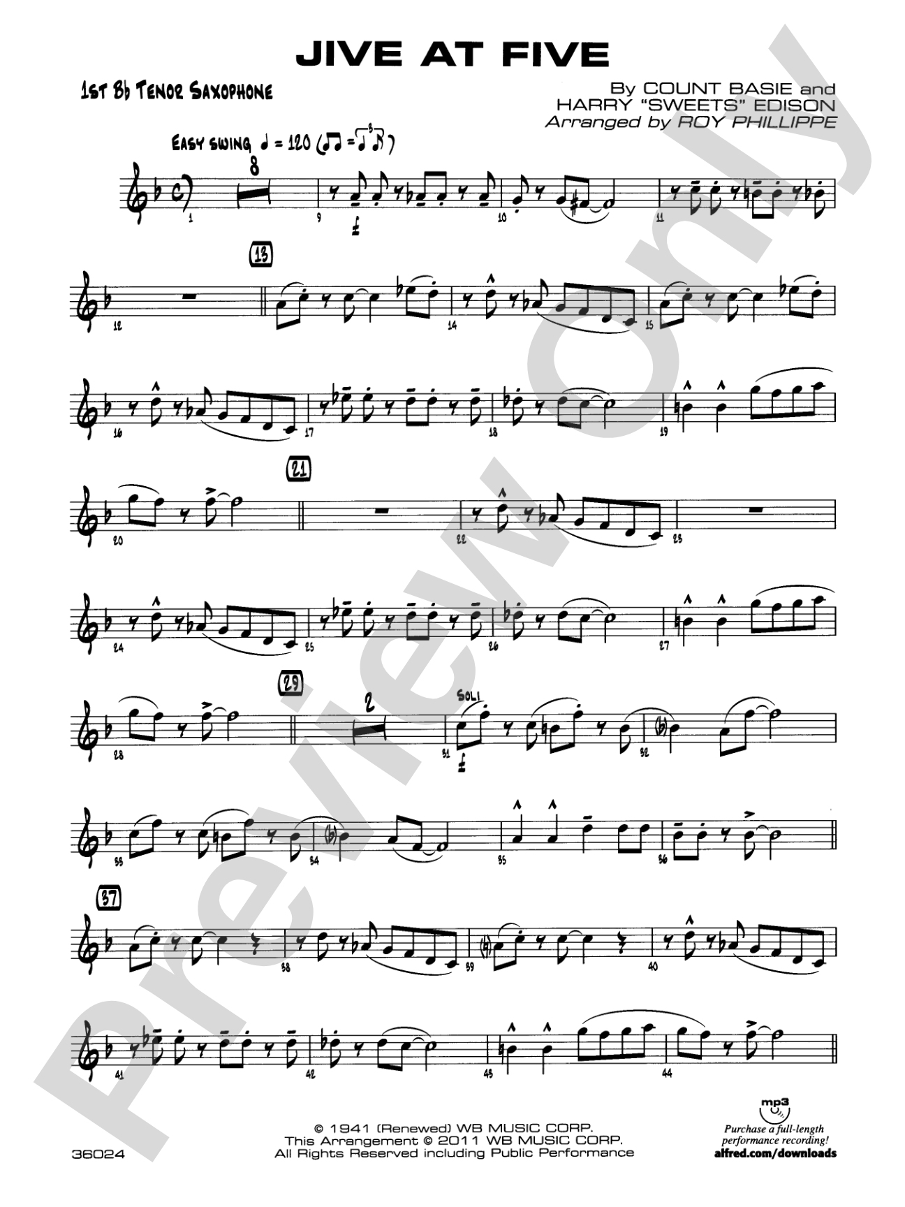 Jive at Five: B-flat Tenor Saxophone