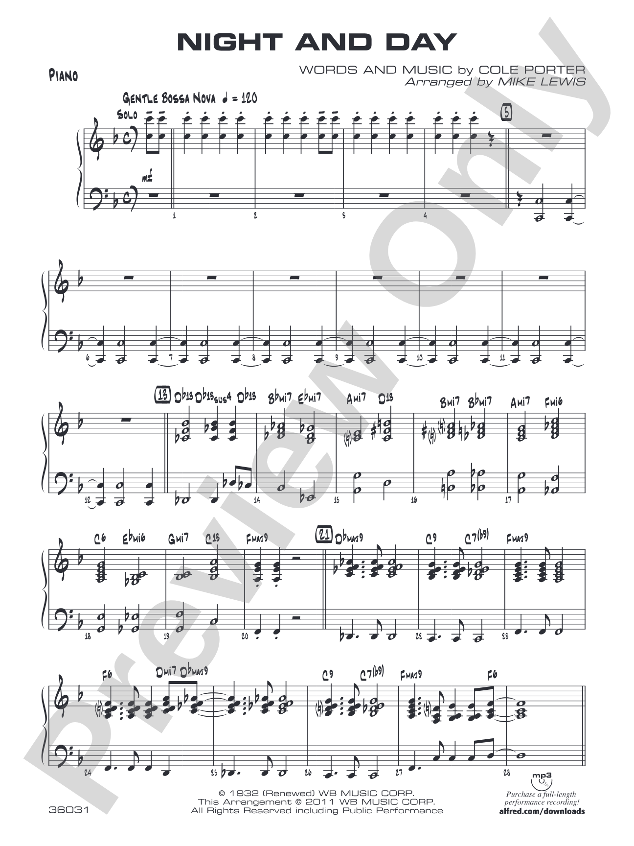 Night and Day: Piano Accompaniment