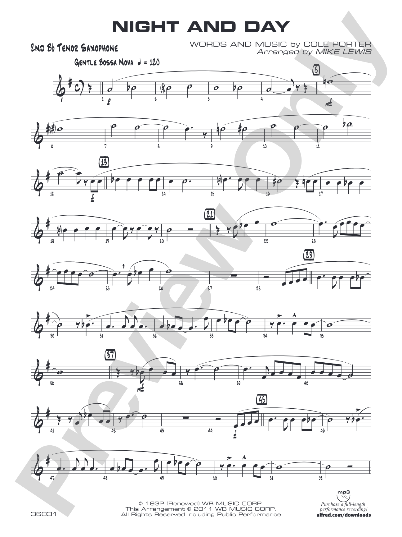 Night and Day: 2nd B-flat Tenor Saxophone