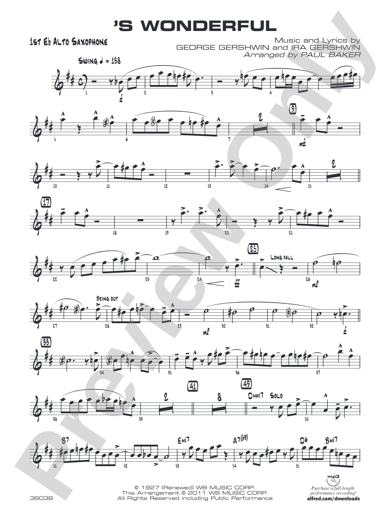 'S Wonderful: E-flat Alto Saxophone