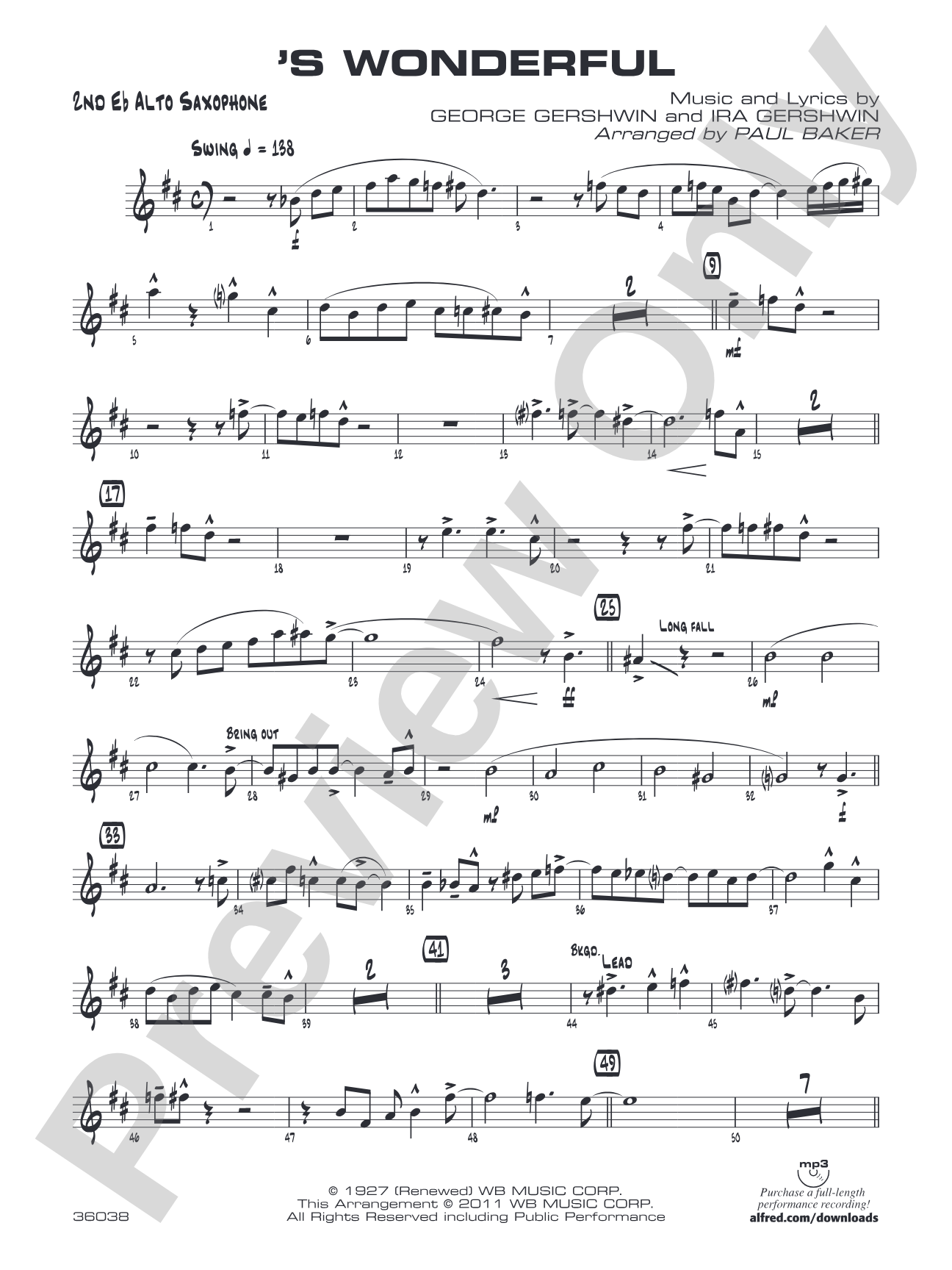 'S Wonderful: 2nd E-flat Alto Saxophone