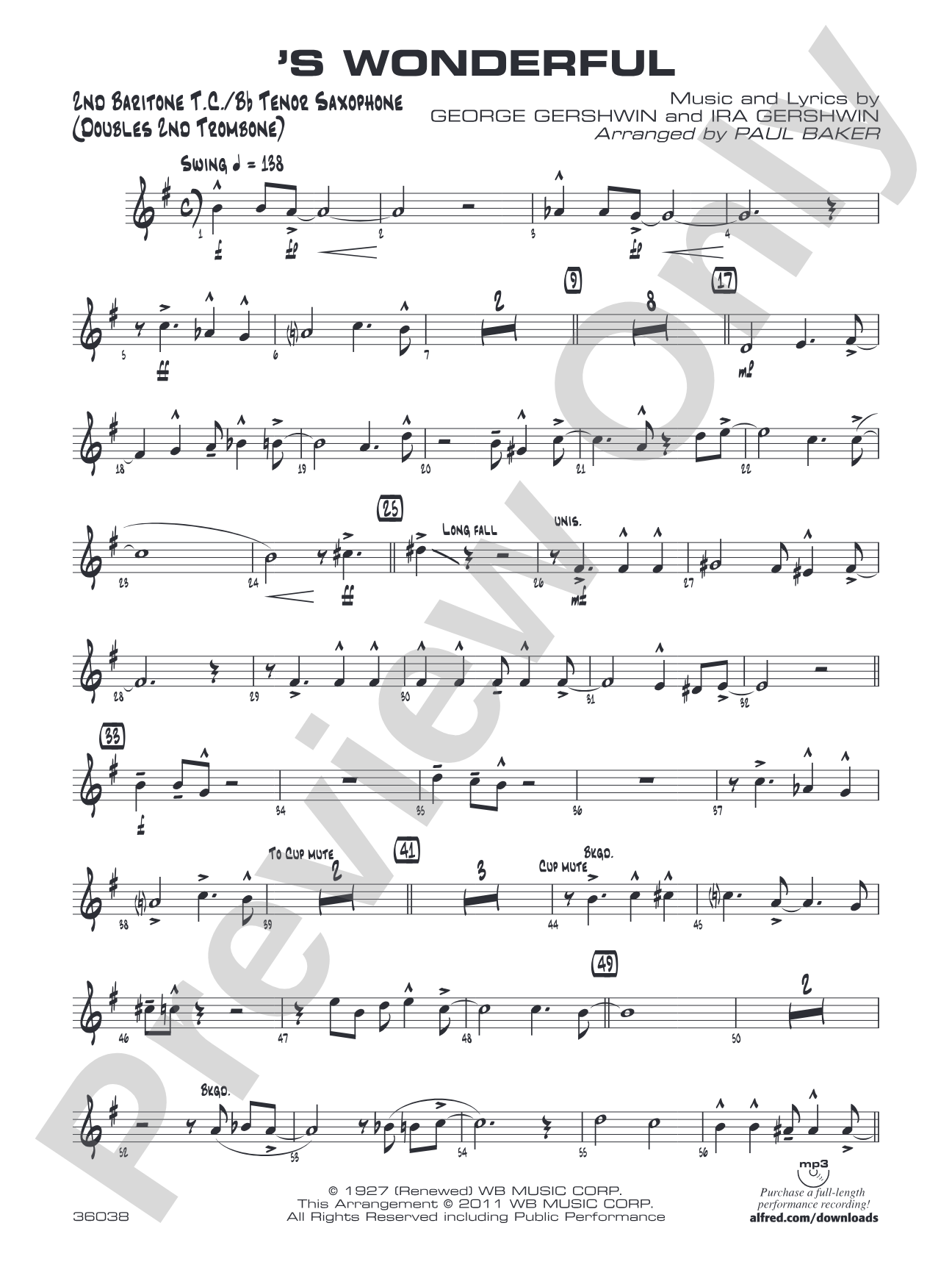 'S Wonderful: 2nd Baritone T.C.