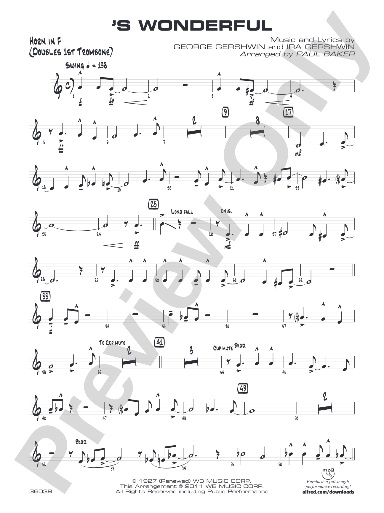 'S Wonderful: 1st F Horn