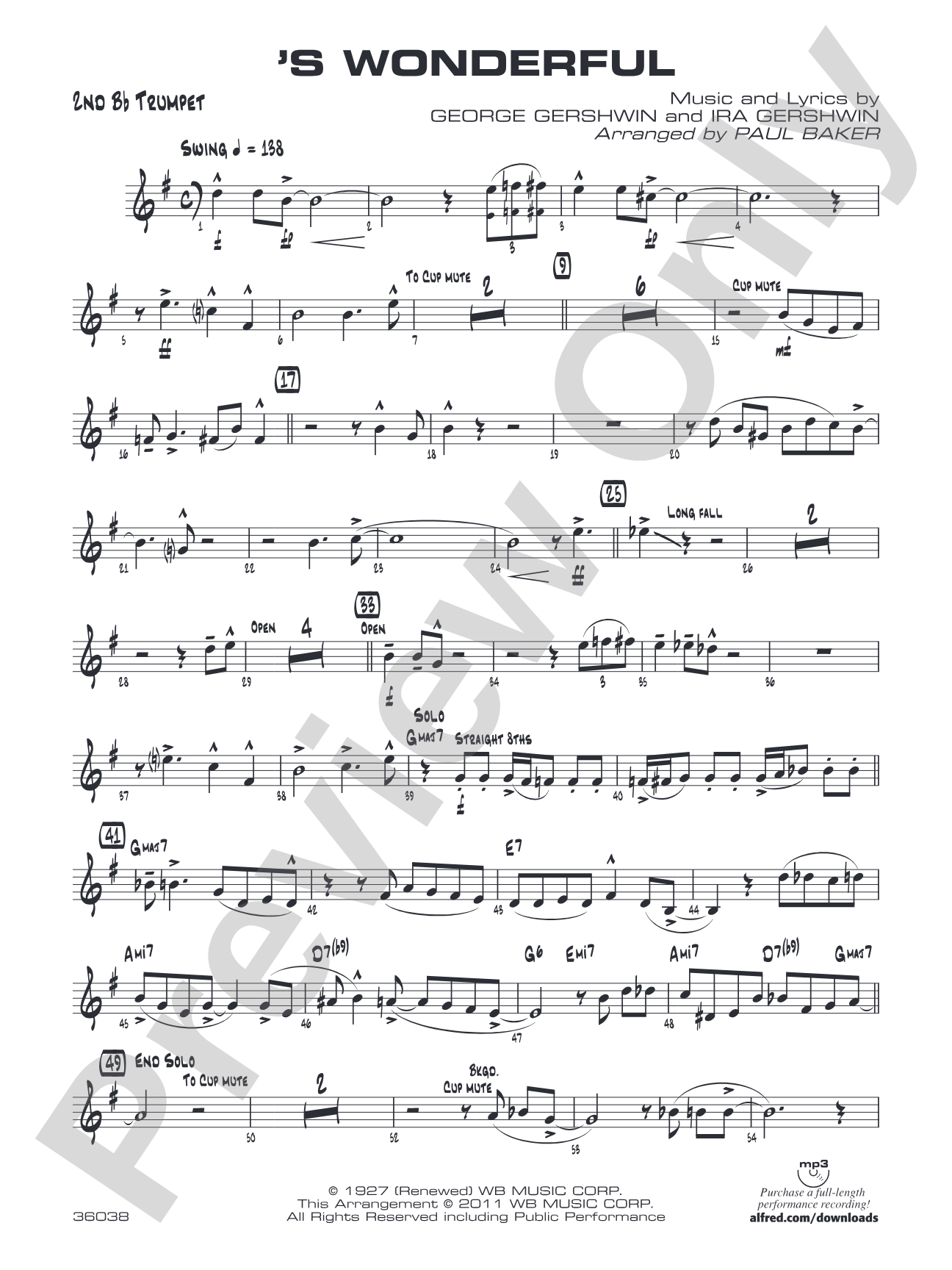 'S Wonderful: 2nd B-flat Trumpet