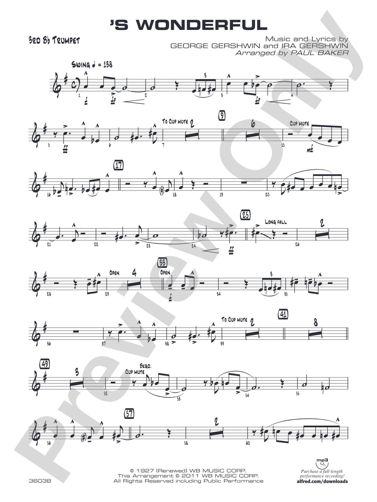 'S Wonderful: 3rd B-flat Trumpet