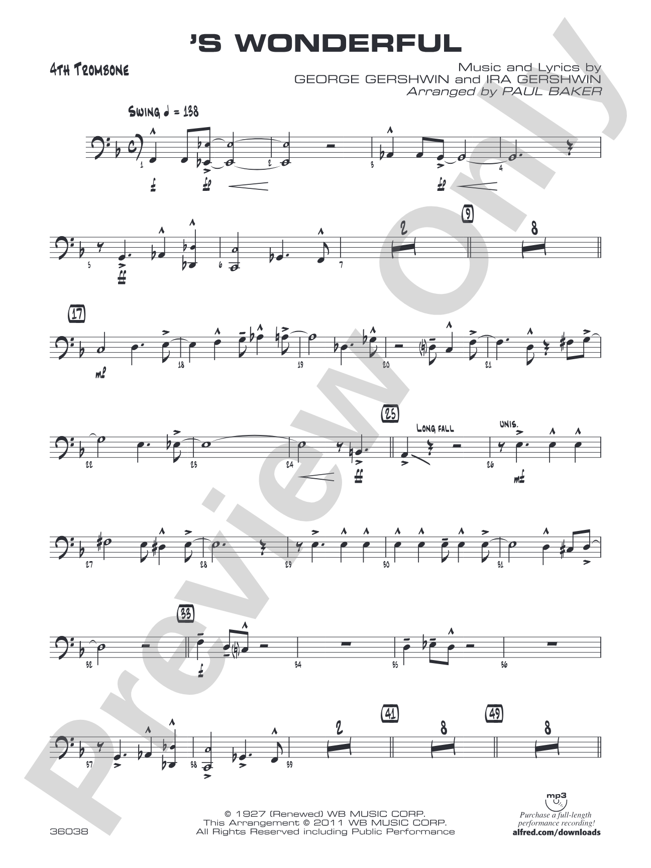 'S Wonderful: 4th Trombone