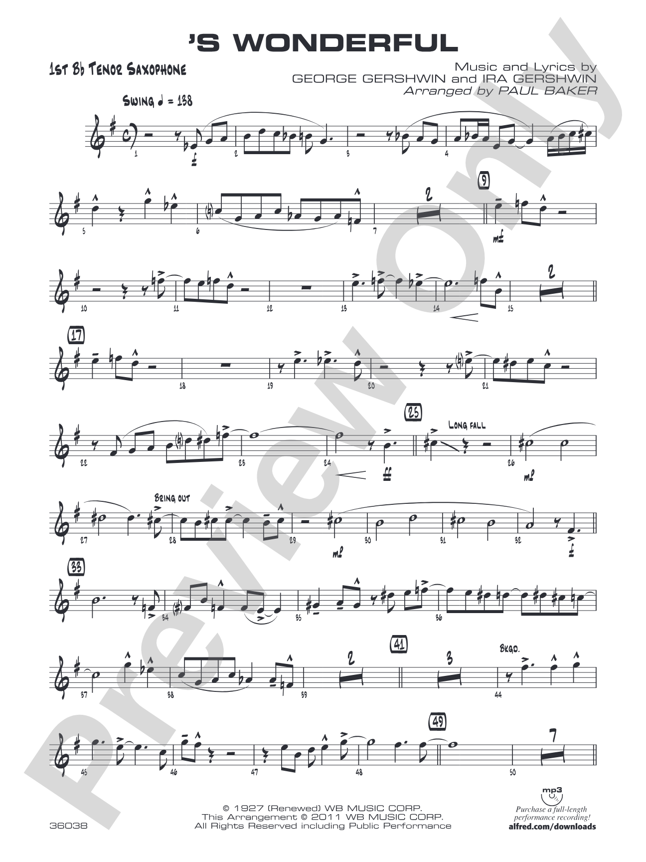 'S Wonderful: B-flat Tenor Saxophone