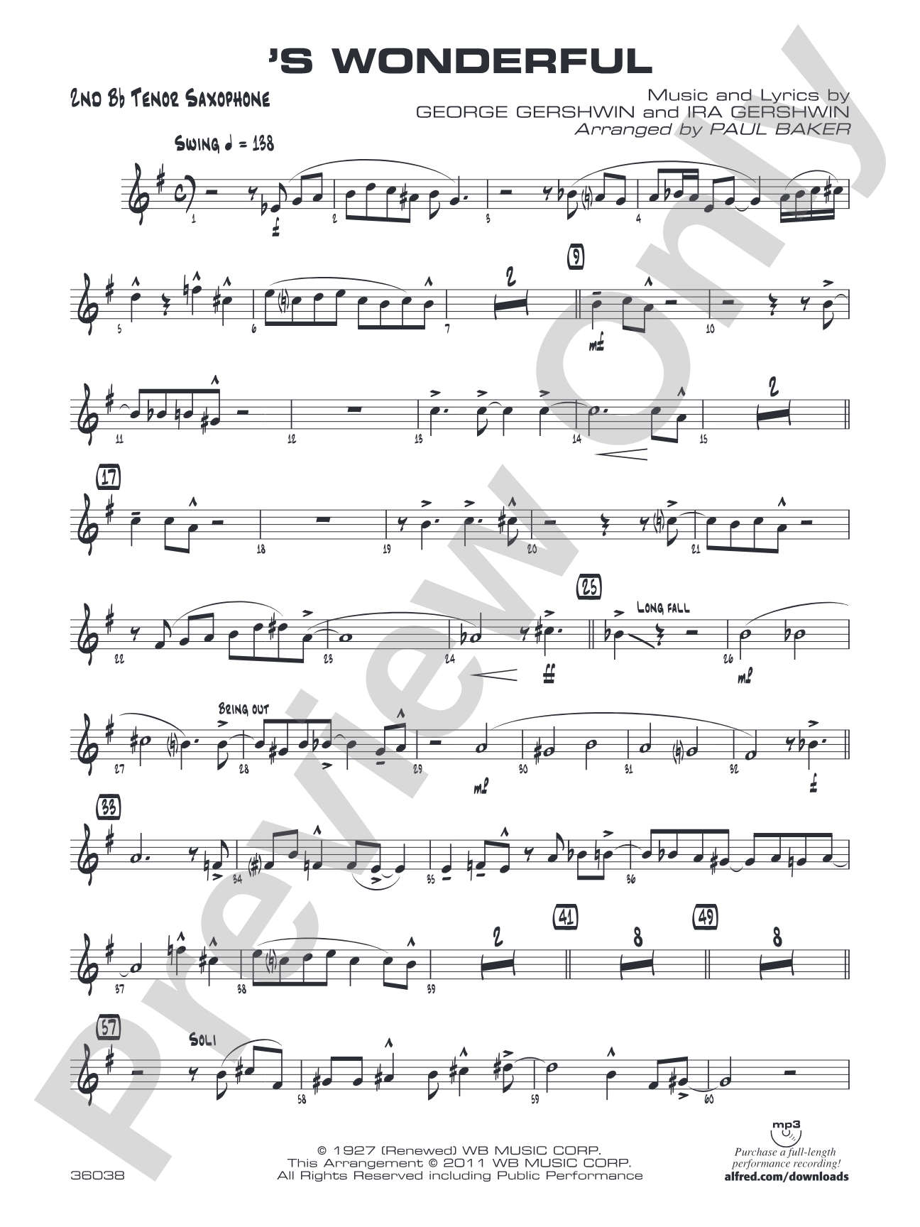 'S Wonderful: 2nd B-flat Tenor Saxophone
