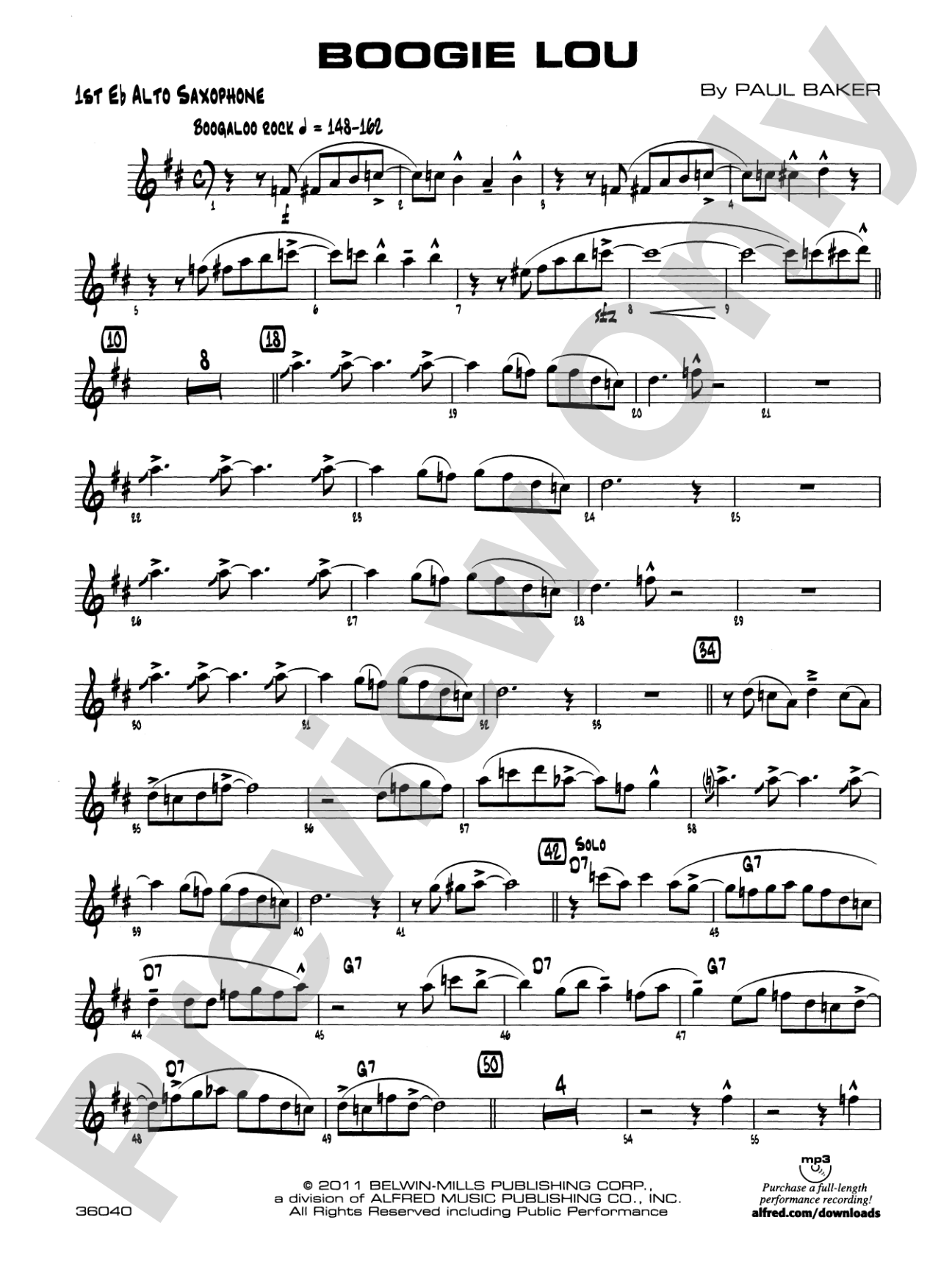 Boogie Lou: E-flat Alto Saxophone
