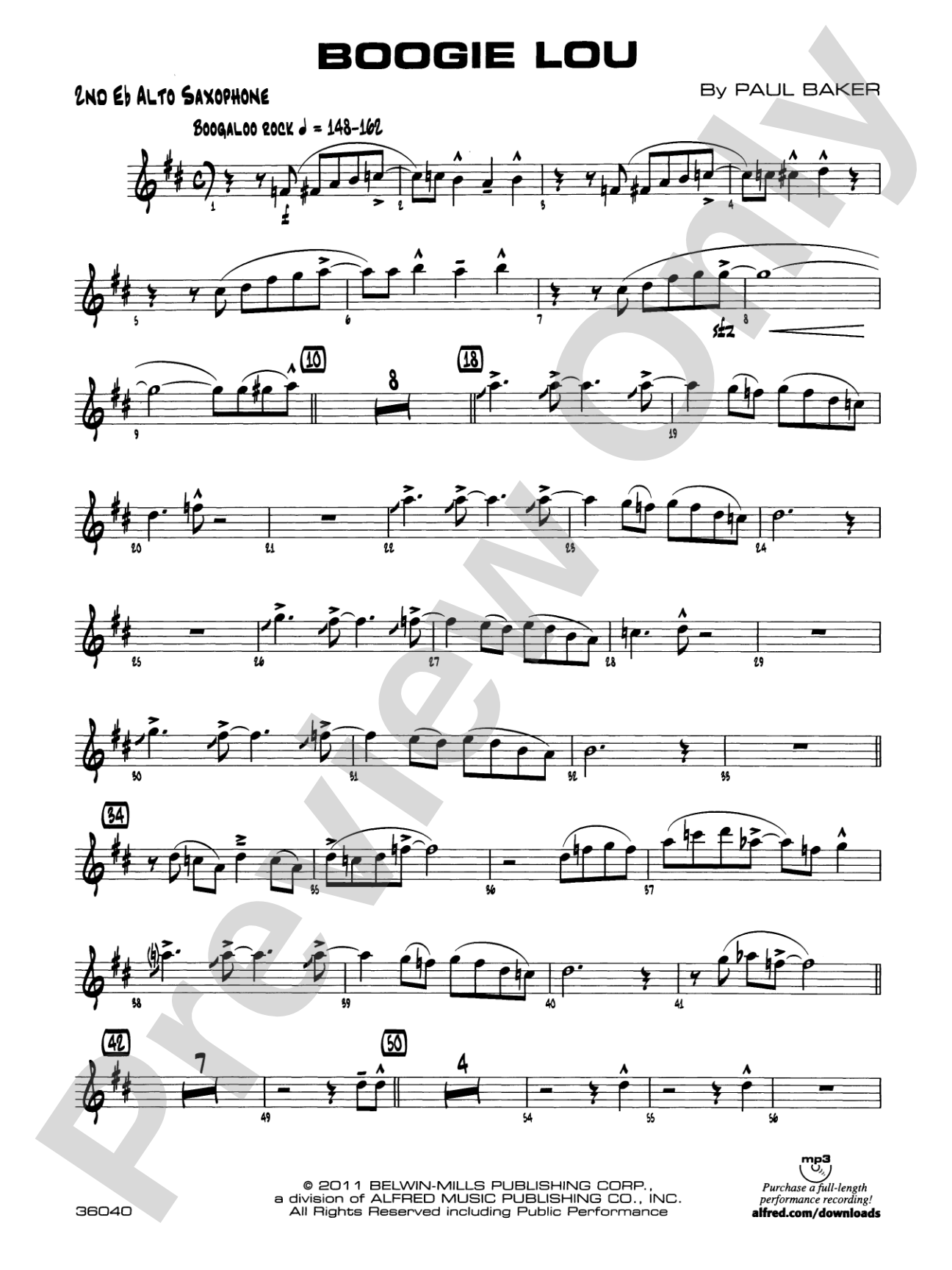 Boogie Lou: 2nd E-flat Alto Saxophone