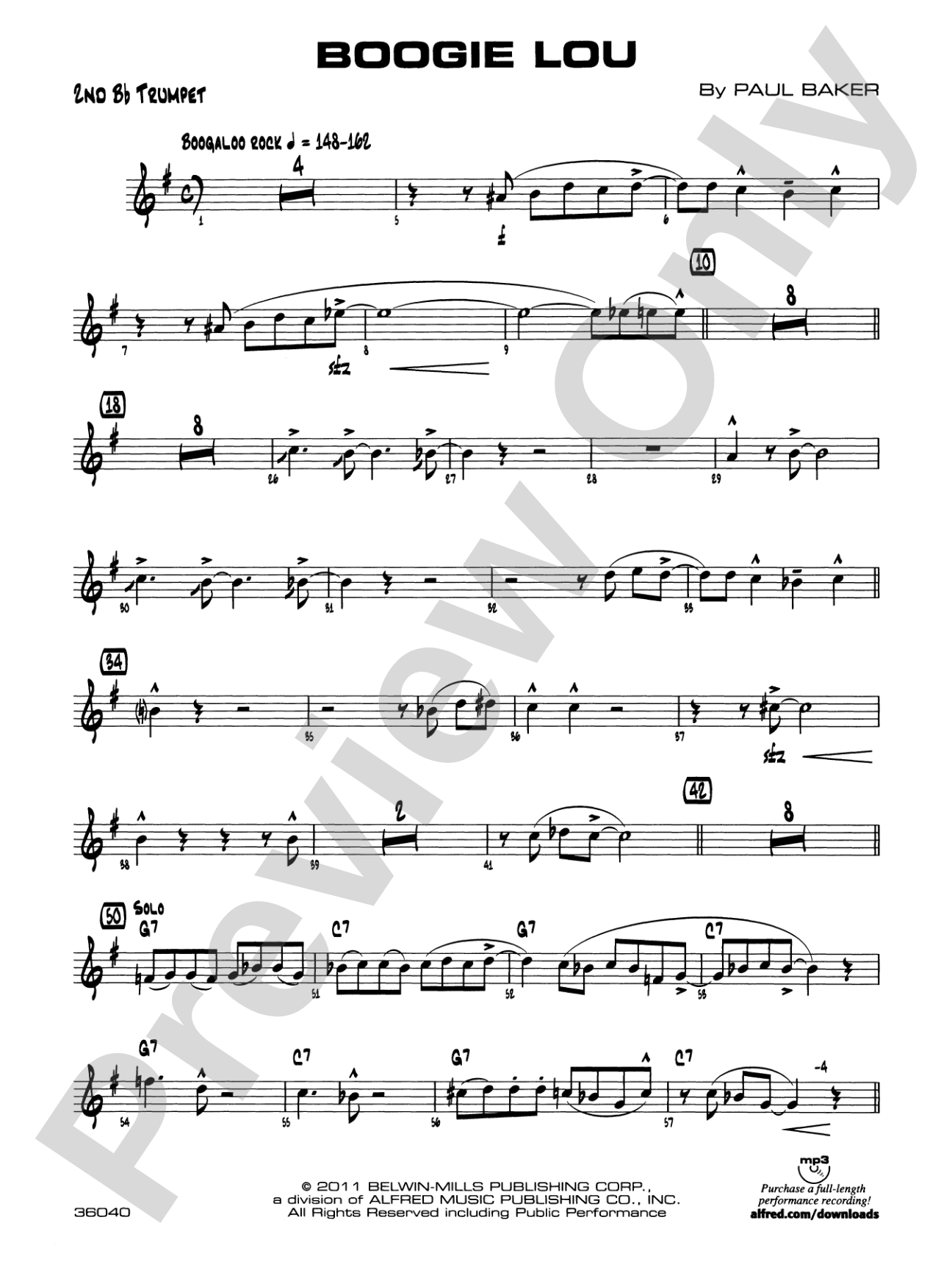 Boogie Lou: 2nd B-flat Trumpet