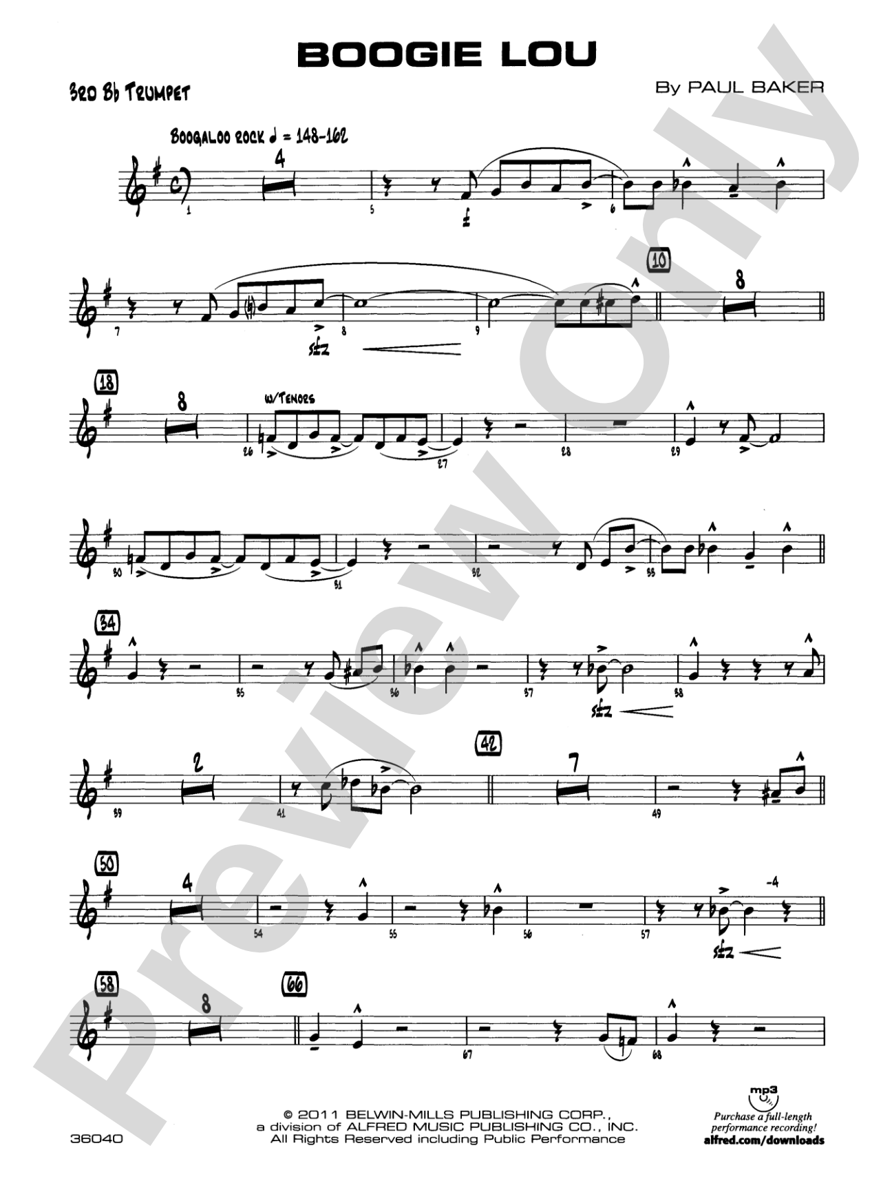 Boogie Lou: 3rd B-flat Trumpet