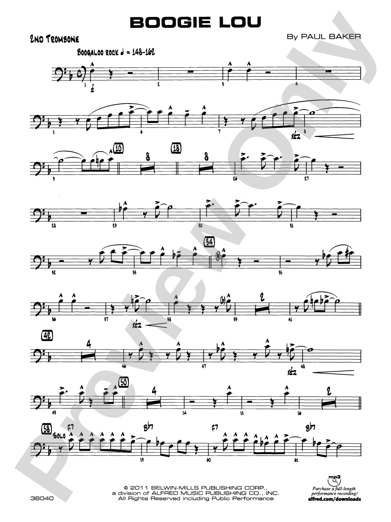 Boogie Lou: 2nd Trombone