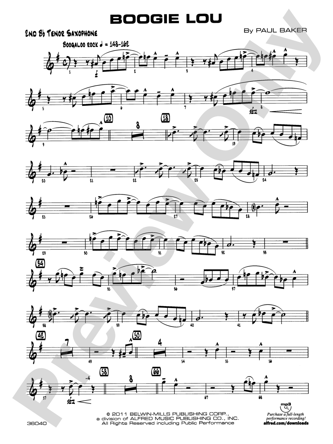 Boogie Lou: 2nd B-flat Tenor Saxophone