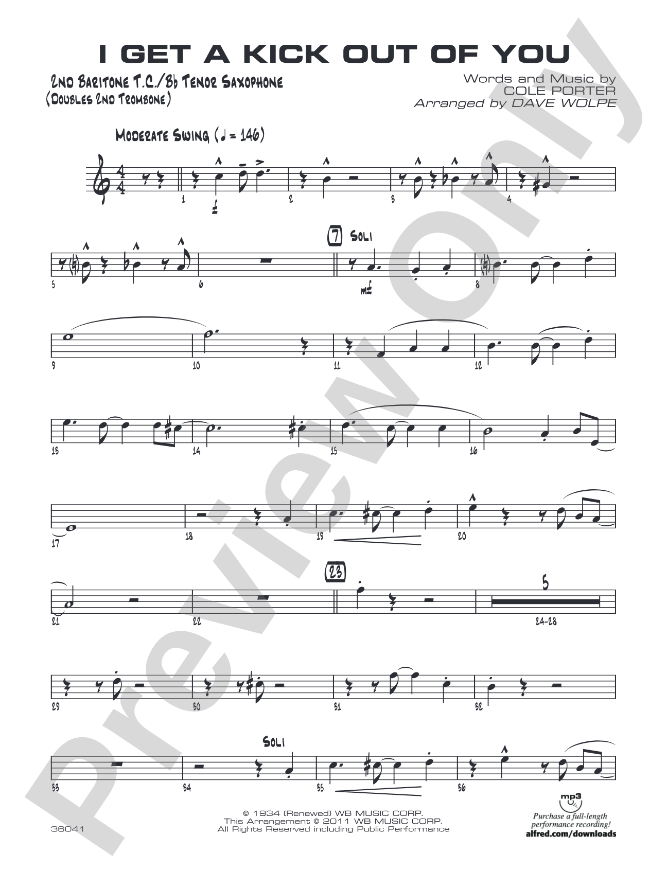 I Get a Kick Out of You: 2nd Baritone T.C.