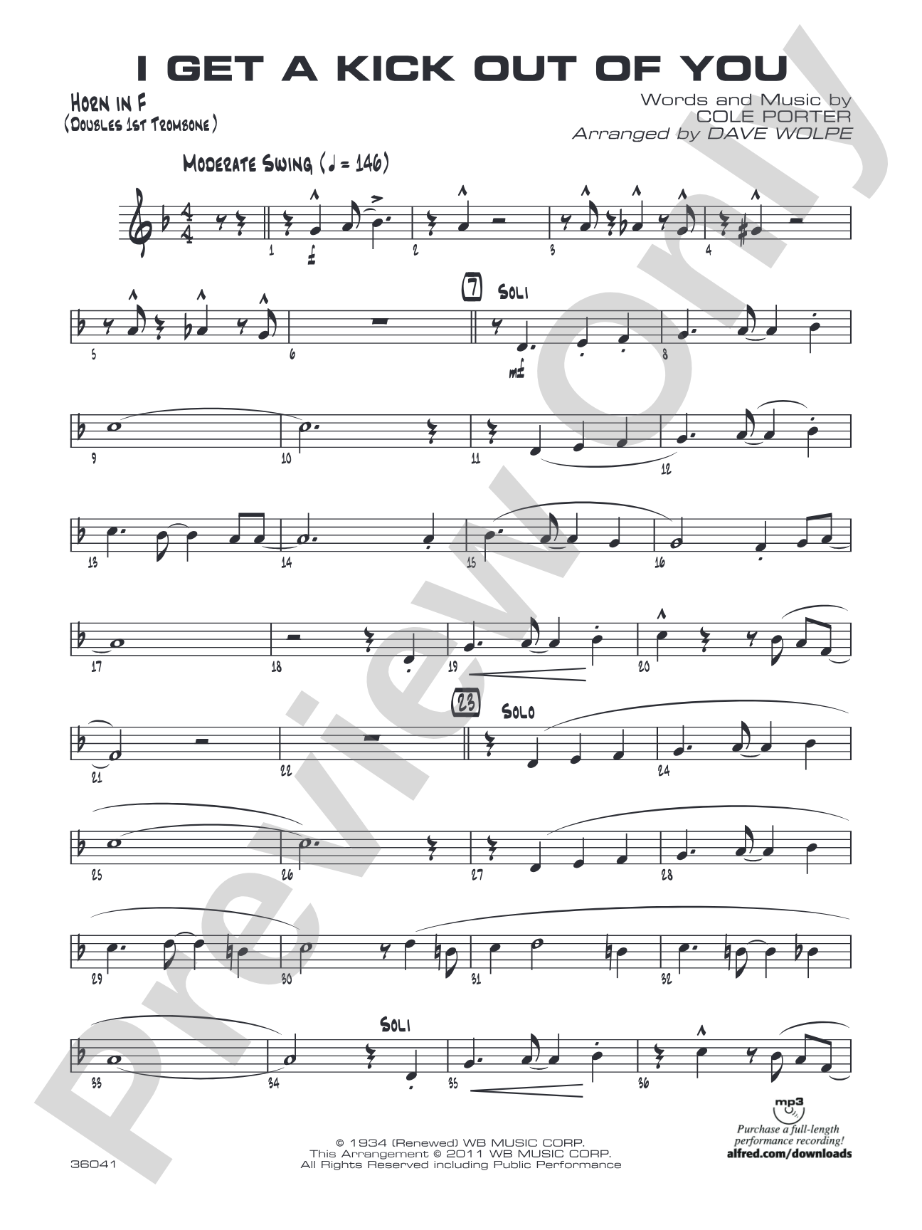 I Get a Kick Out of You: 1st F Horn