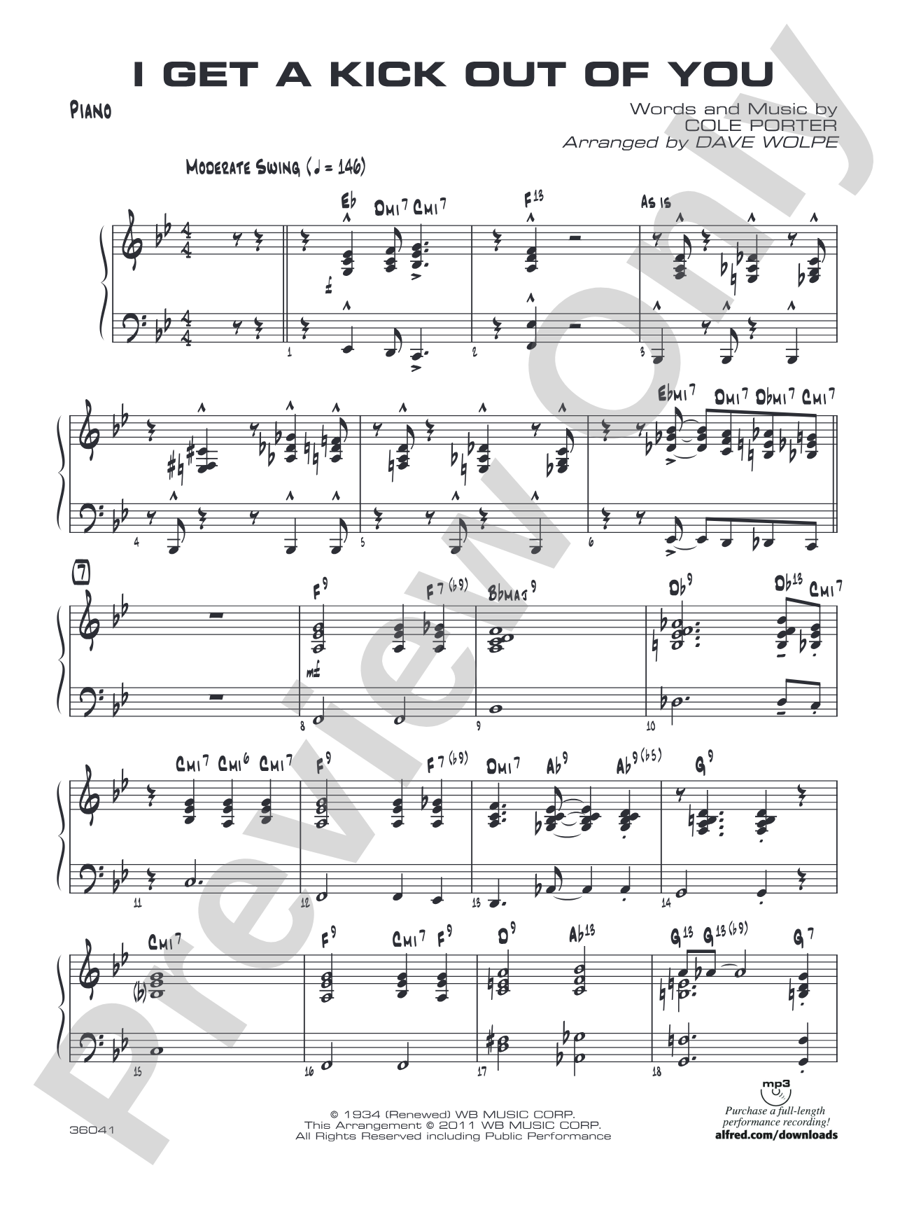 I Get a Kick Out of You: Piano Accompaniment