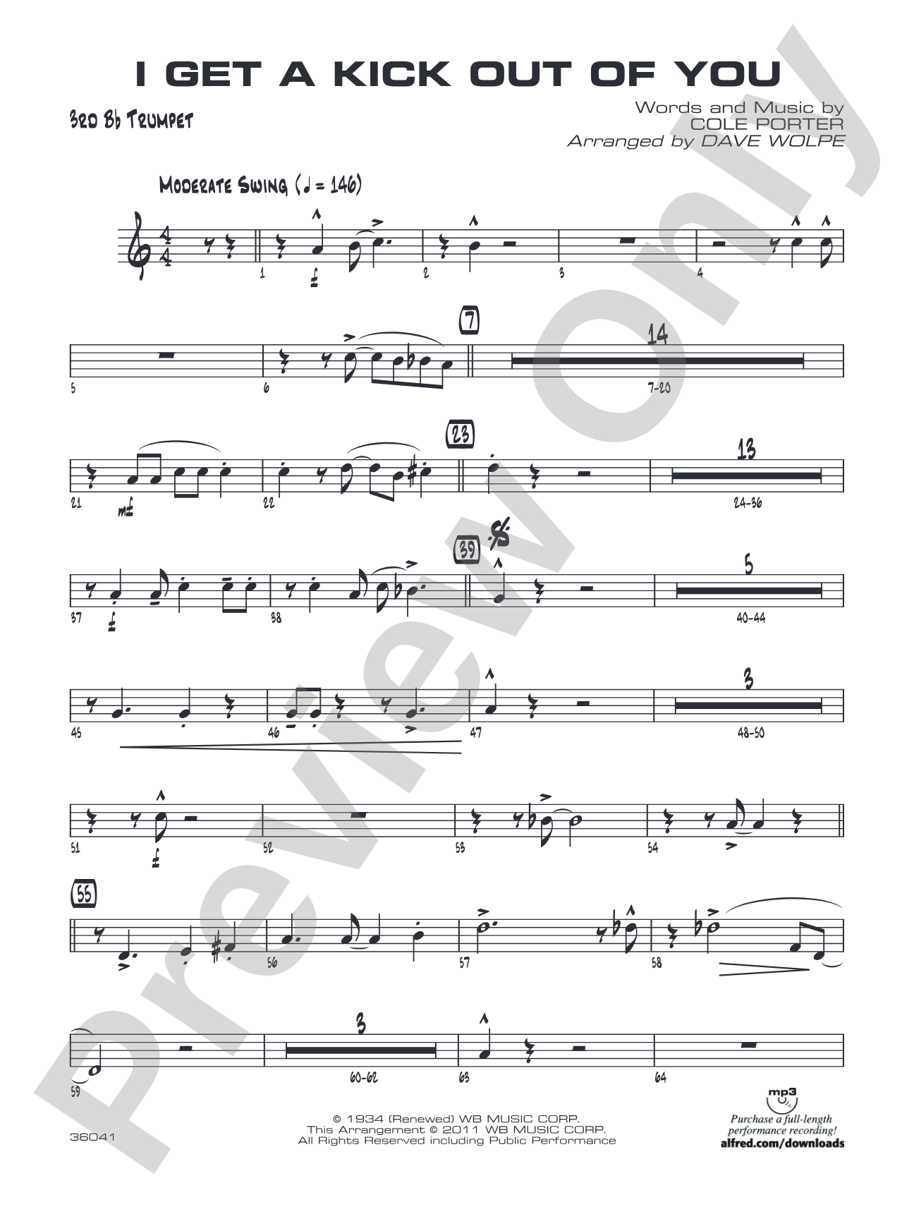 I Get a Kick Out of You: 3rd B-flat Trumpet