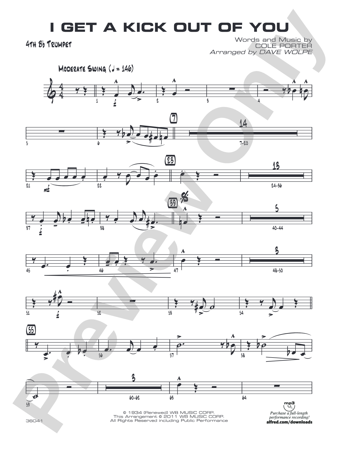 I Get a Kick Out of You: 4th B-flat Trumpet