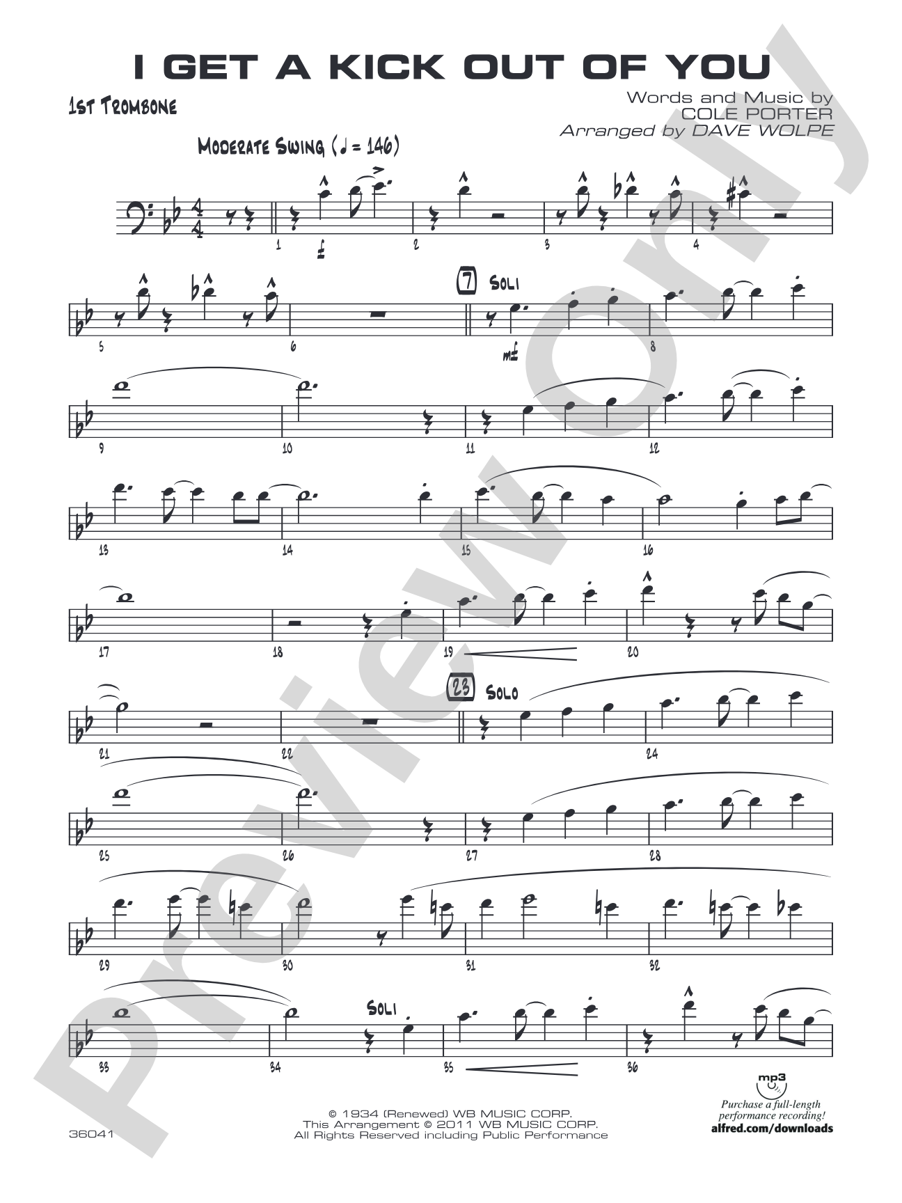 I Get a Kick Out of You: 1st Trombone
