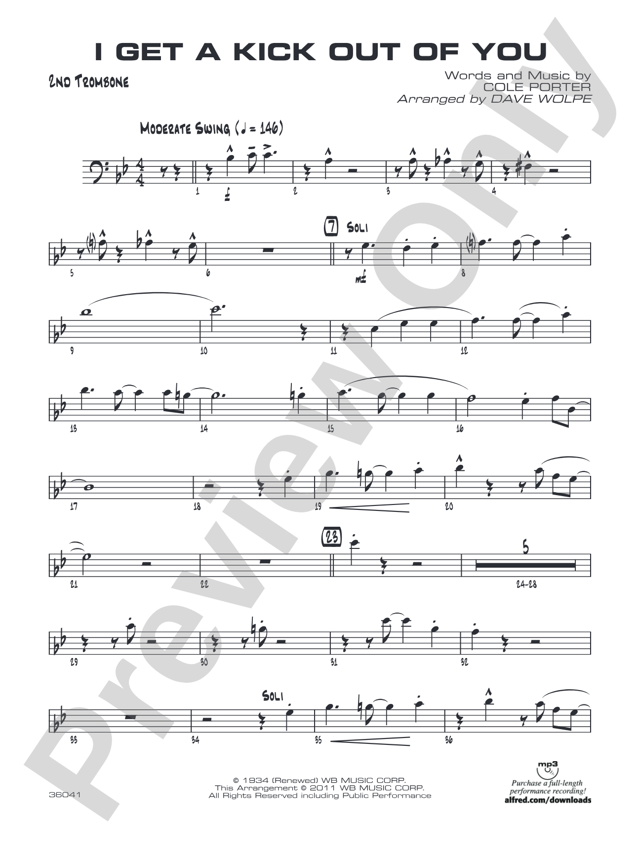 I Get a Kick Out of You: 2nd Trombone