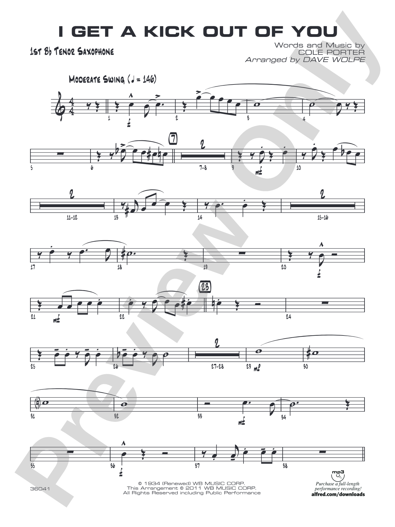 I Get a Kick Out of You: B-flat Tenor Saxophone