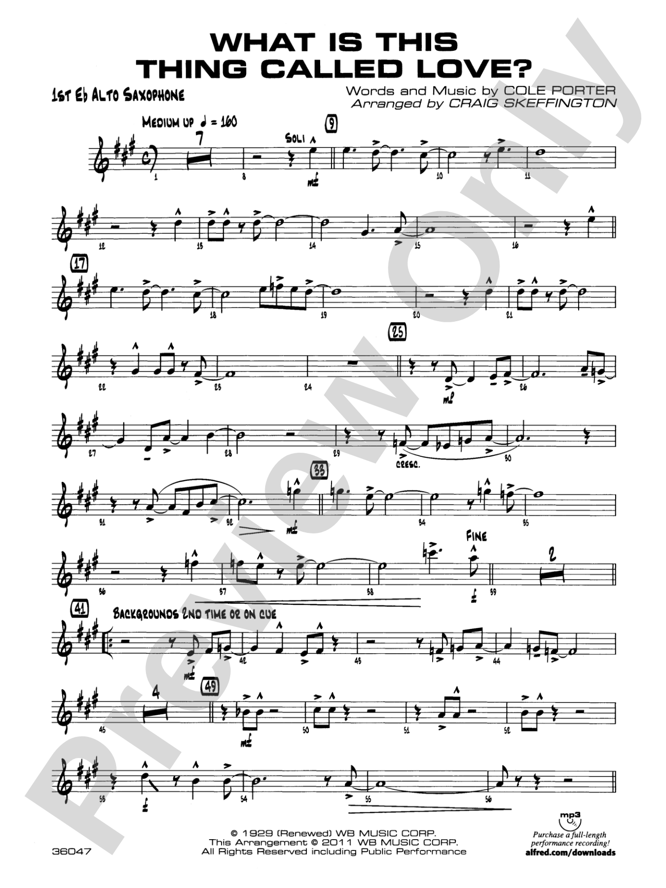 What Is This Thing Called Love?: E-flat Alto Saxophone