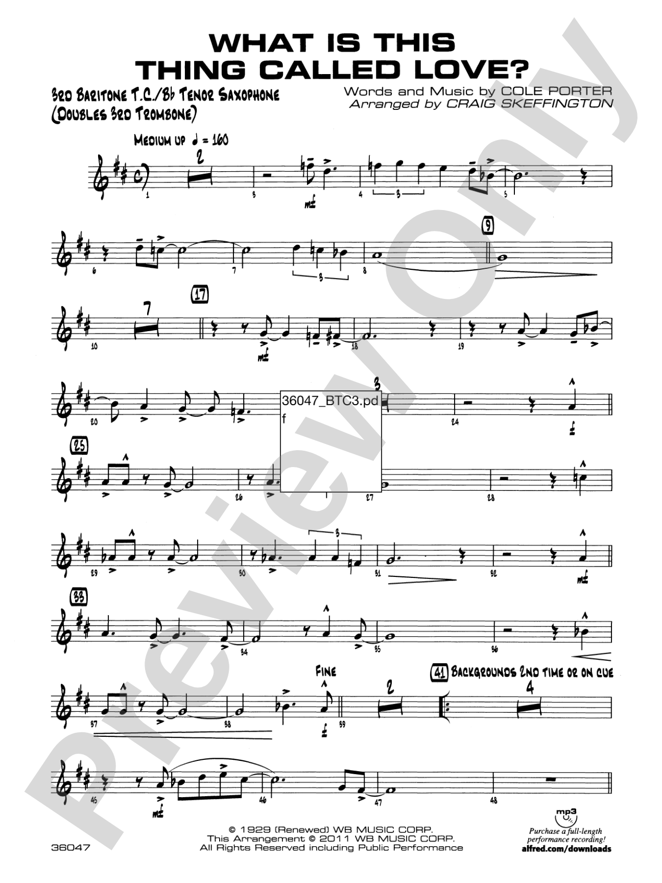 What Is This Thing Called Love?: 3rd Baritone T.C.