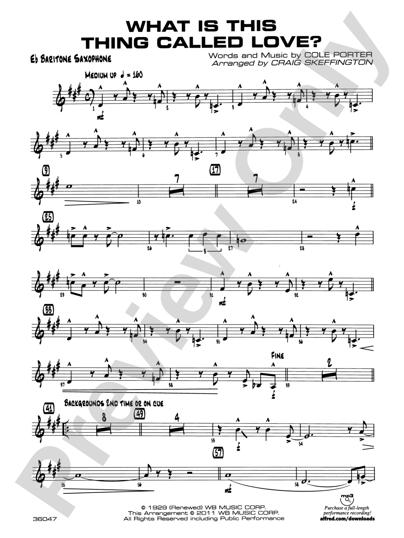 What Is This Thing Called Love?: E-flat Baritone Saxophone