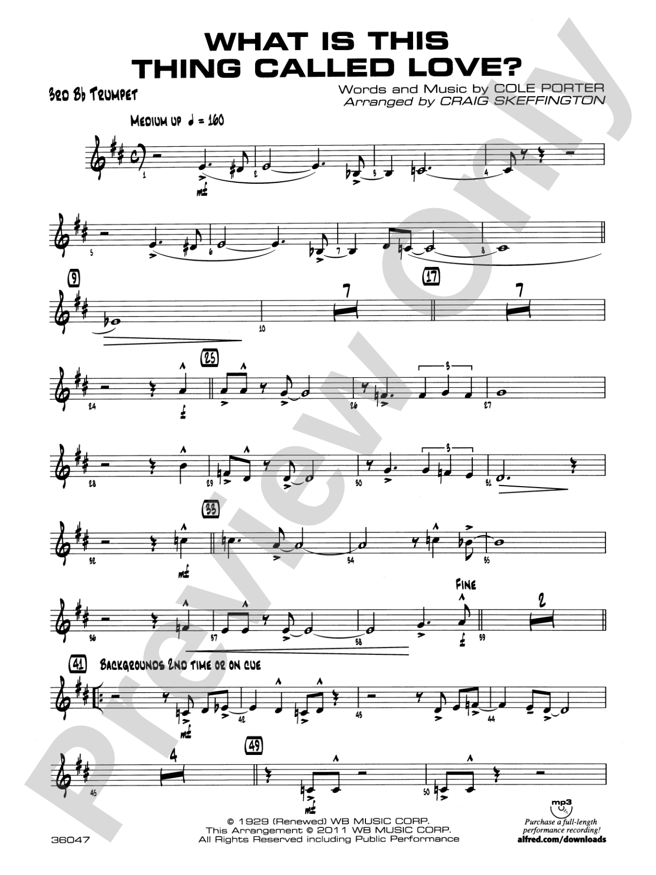 What Is This Thing Called Love?: 3rd B-flat Trumpet