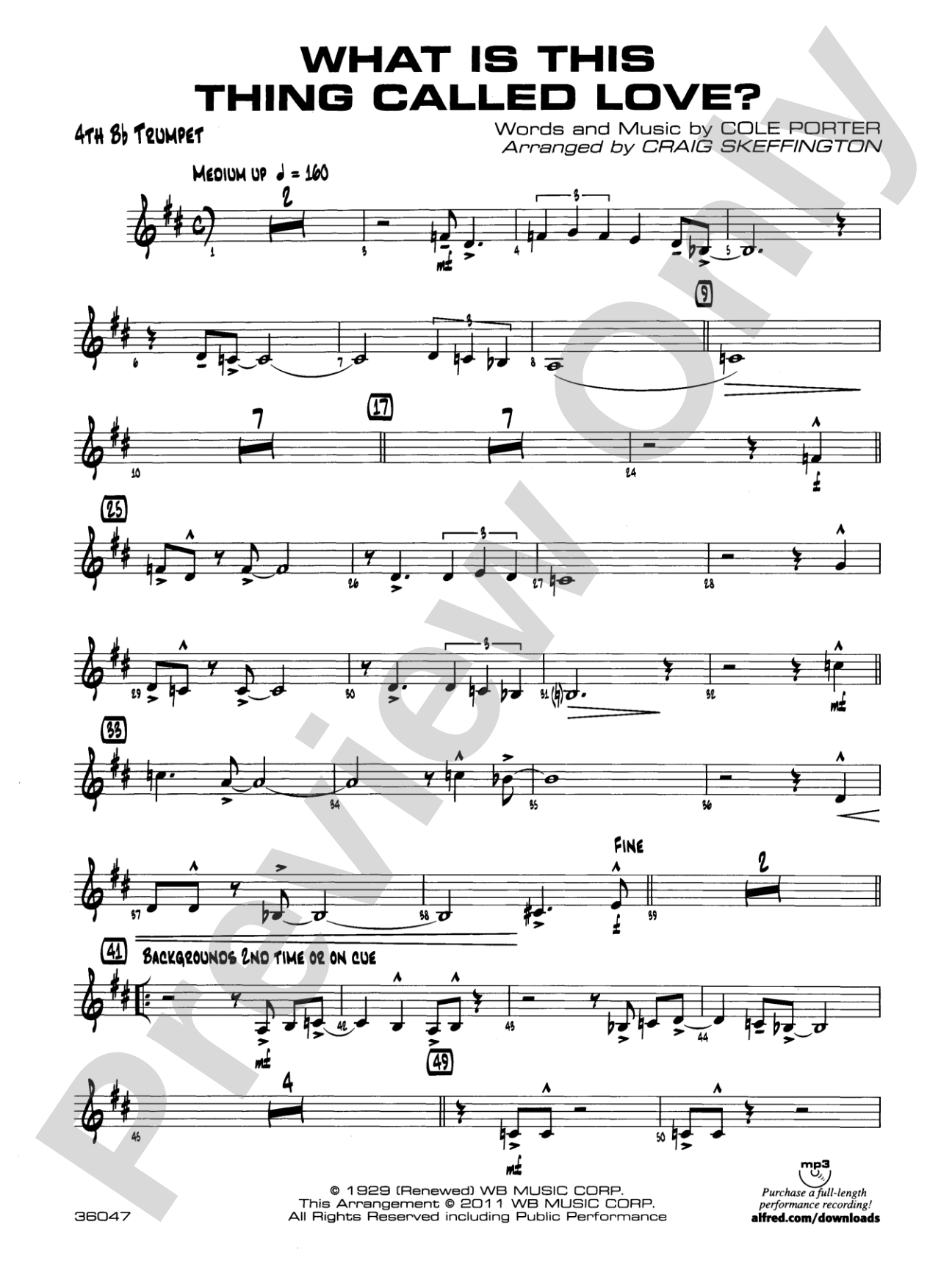 What Is This Thing Called Love?: 4th B-flat Trumpet